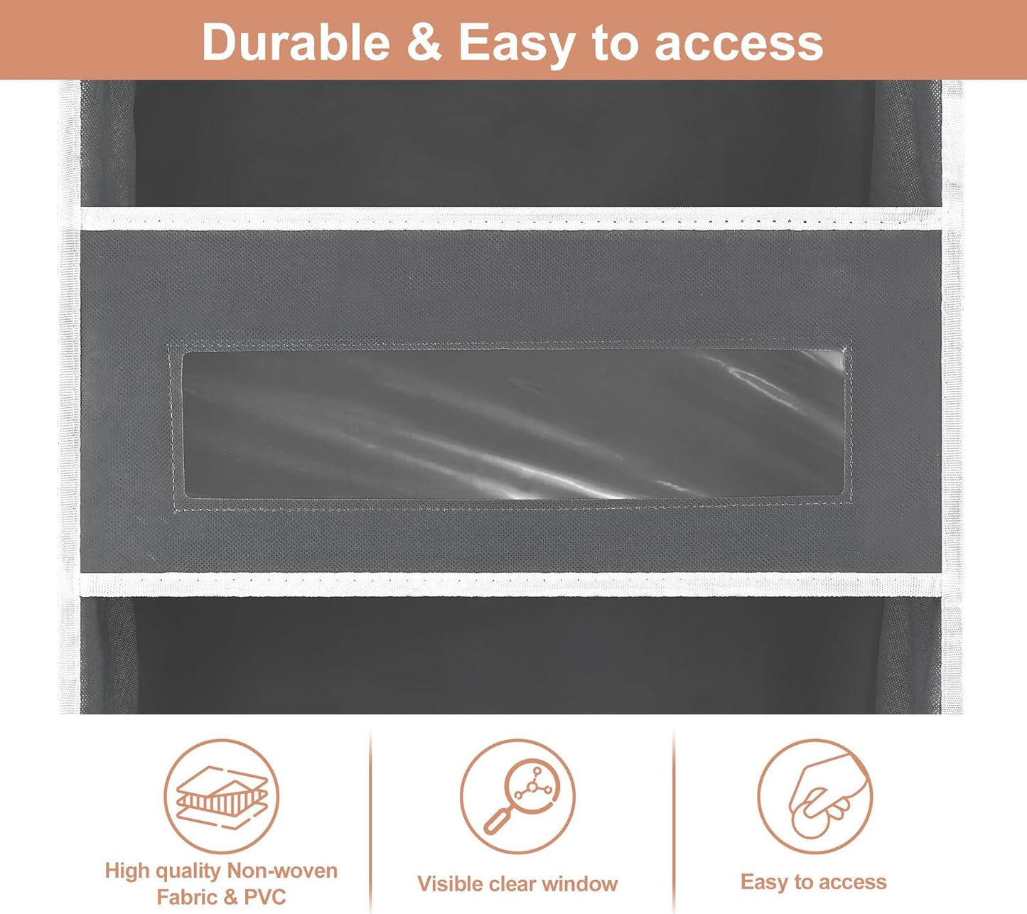 3 Packs 5-Tier Over the Door Storage Organizer with 10 Side Mesh Pockets, 48 lbs Load Capacity, 3
