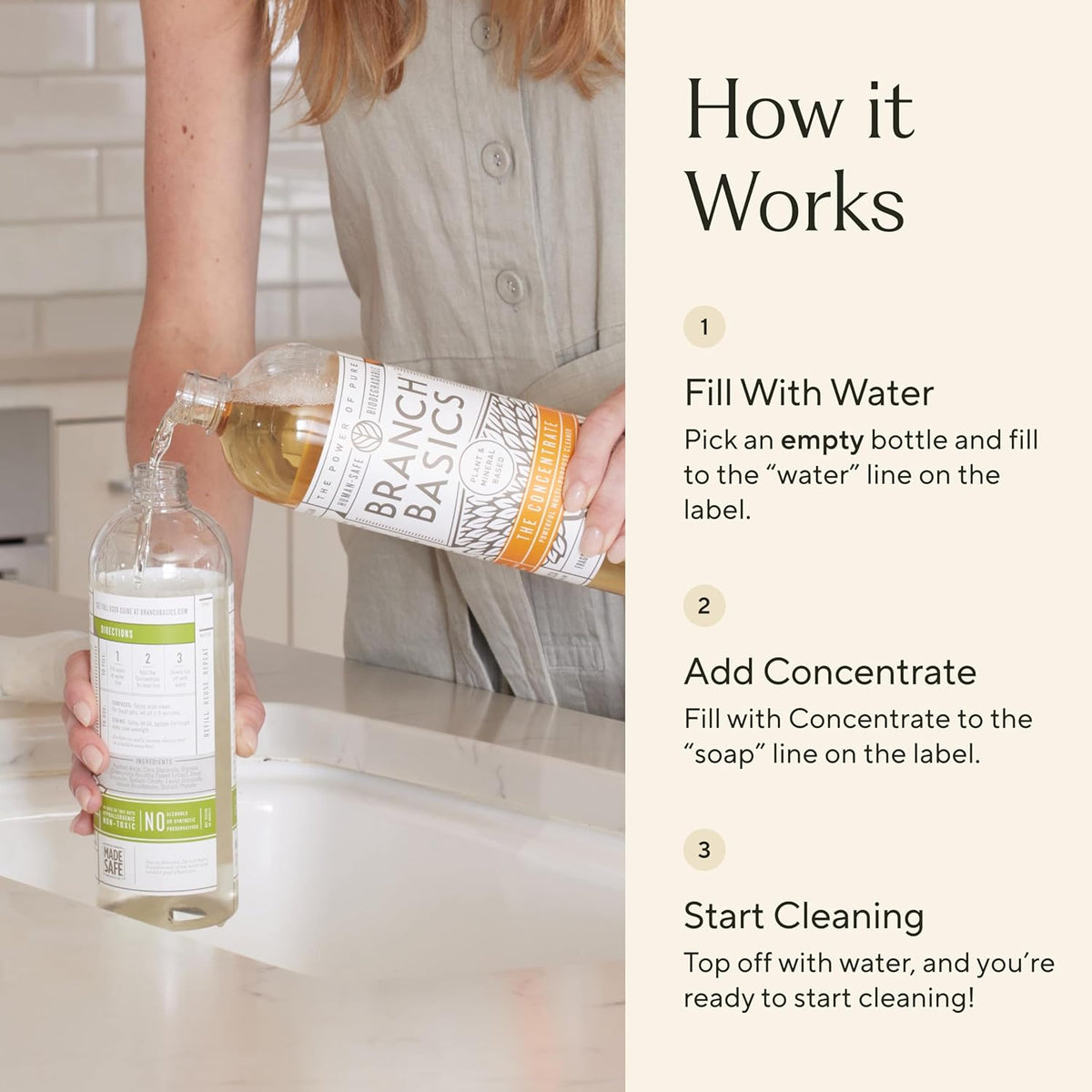 Branch Basics Concentrate REFILL- Multi-surface All Purpose Cleaner Concentrate - Laundry, Kitchen