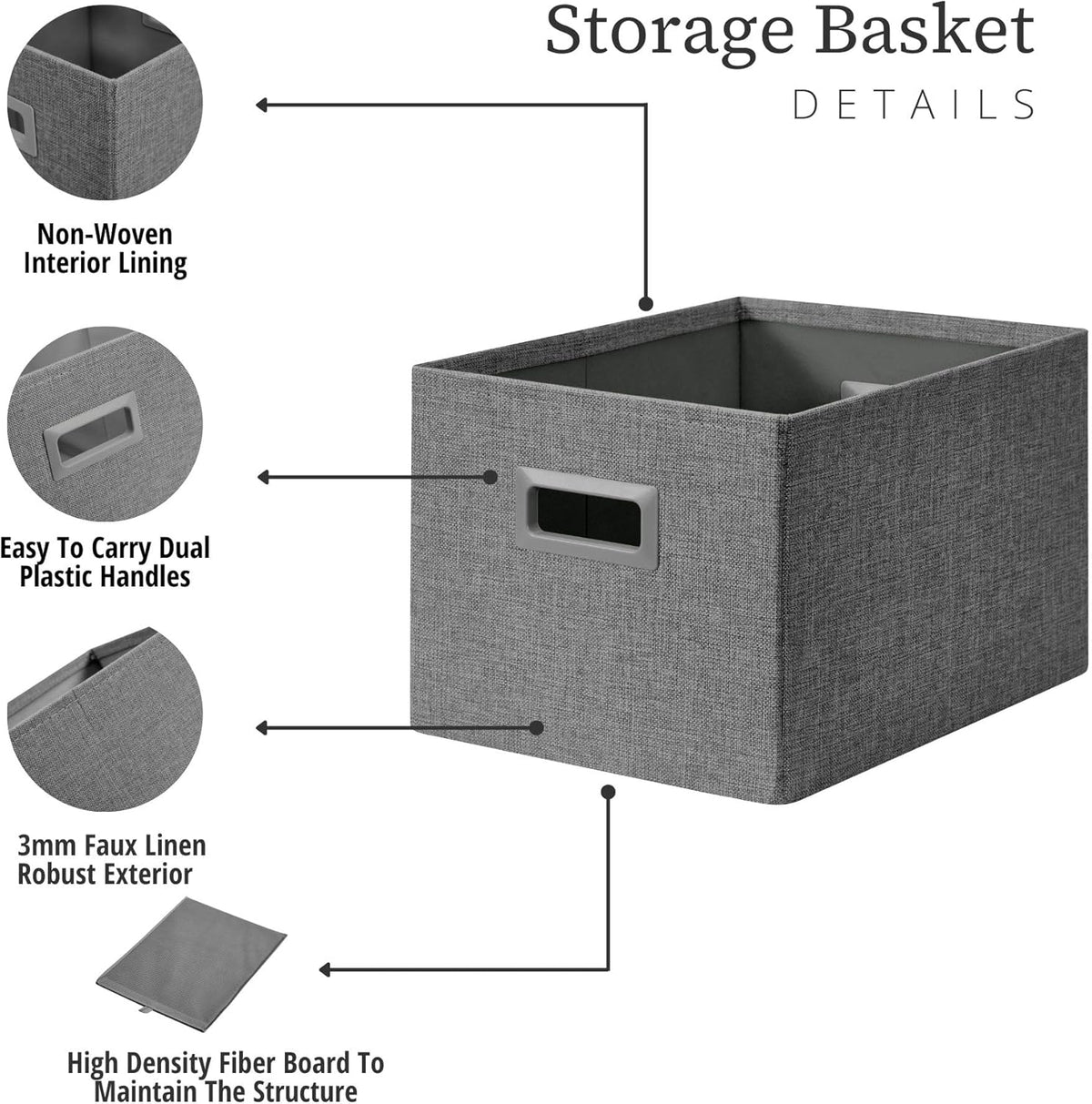 DECOMOMO Storage Bins for Shelves Robust Fabric Closet Bins for Shelves Toy Storage Clothes Books