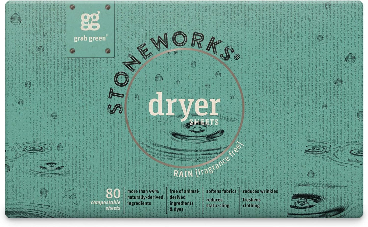 Grab Green Stoneworks Laundry Detergent Pods and Dryer Sheet Bundle, 50 Count Pods and 80 Dryer