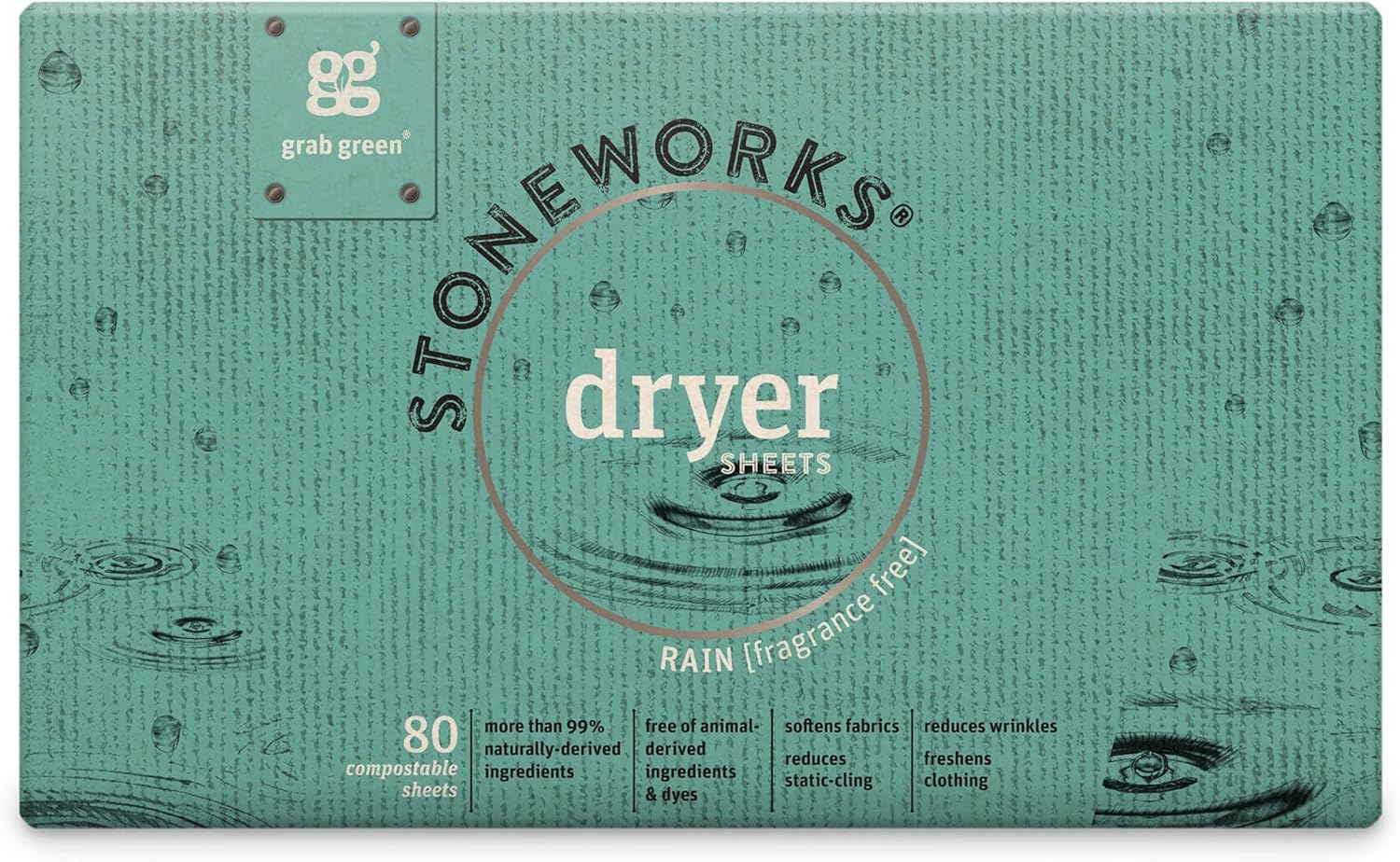 Grab Green Stoneworks Laundry Detergent Pods and Dryer Sheet Bundle, 50 Count Pods and 80 Dryer