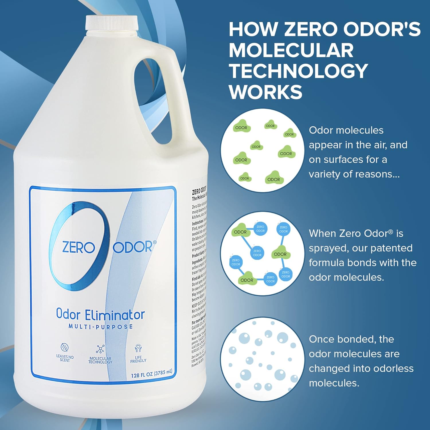 Zero Odor - Multi-Purpose Strong Odor Eliminator for Home, Office, Car, Bathroom, Hotel, Room