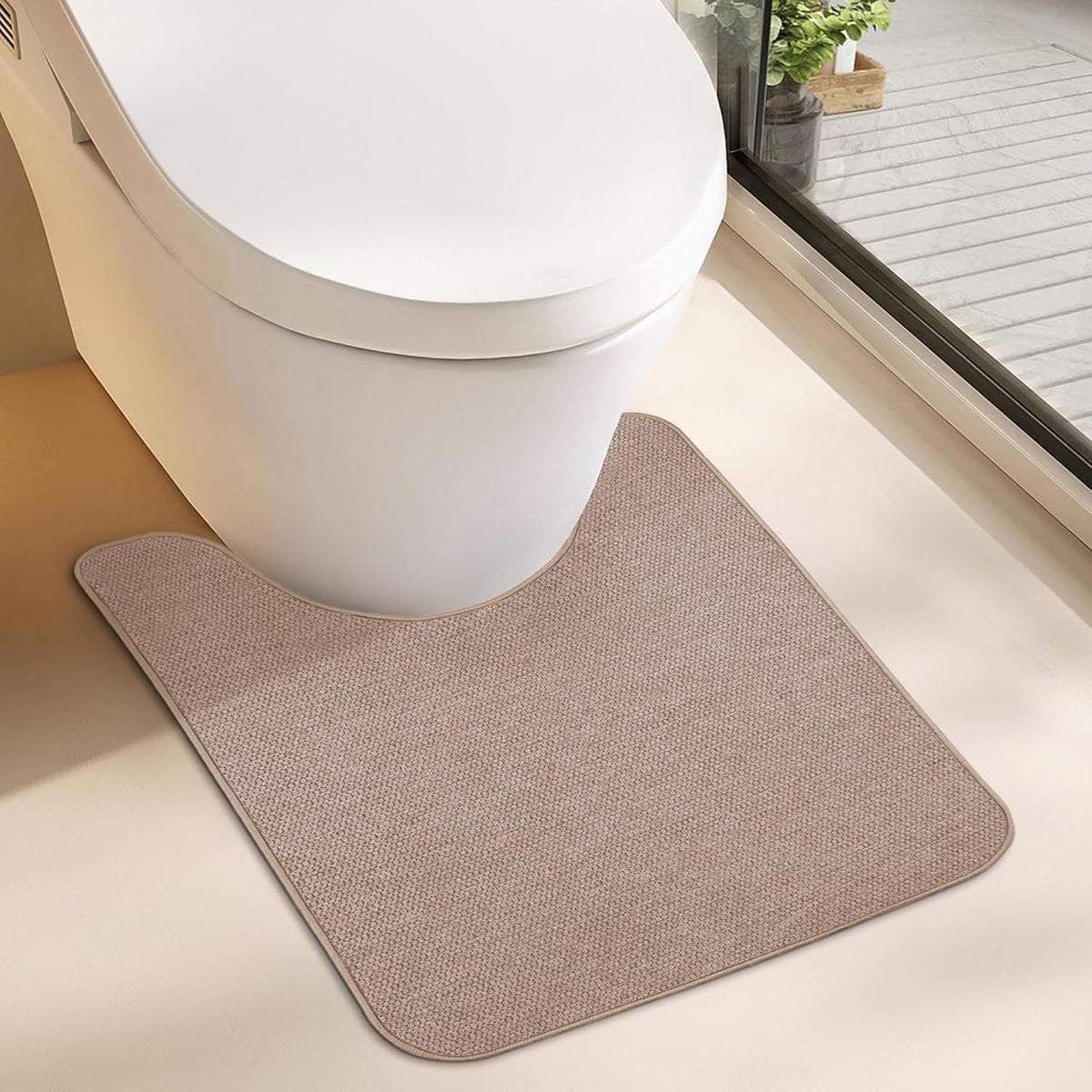 Toilet Rugs U Shaped Bathroom Rug,Machine Washable Non Slip Quick Dry Super Absorbent Ultra Thin