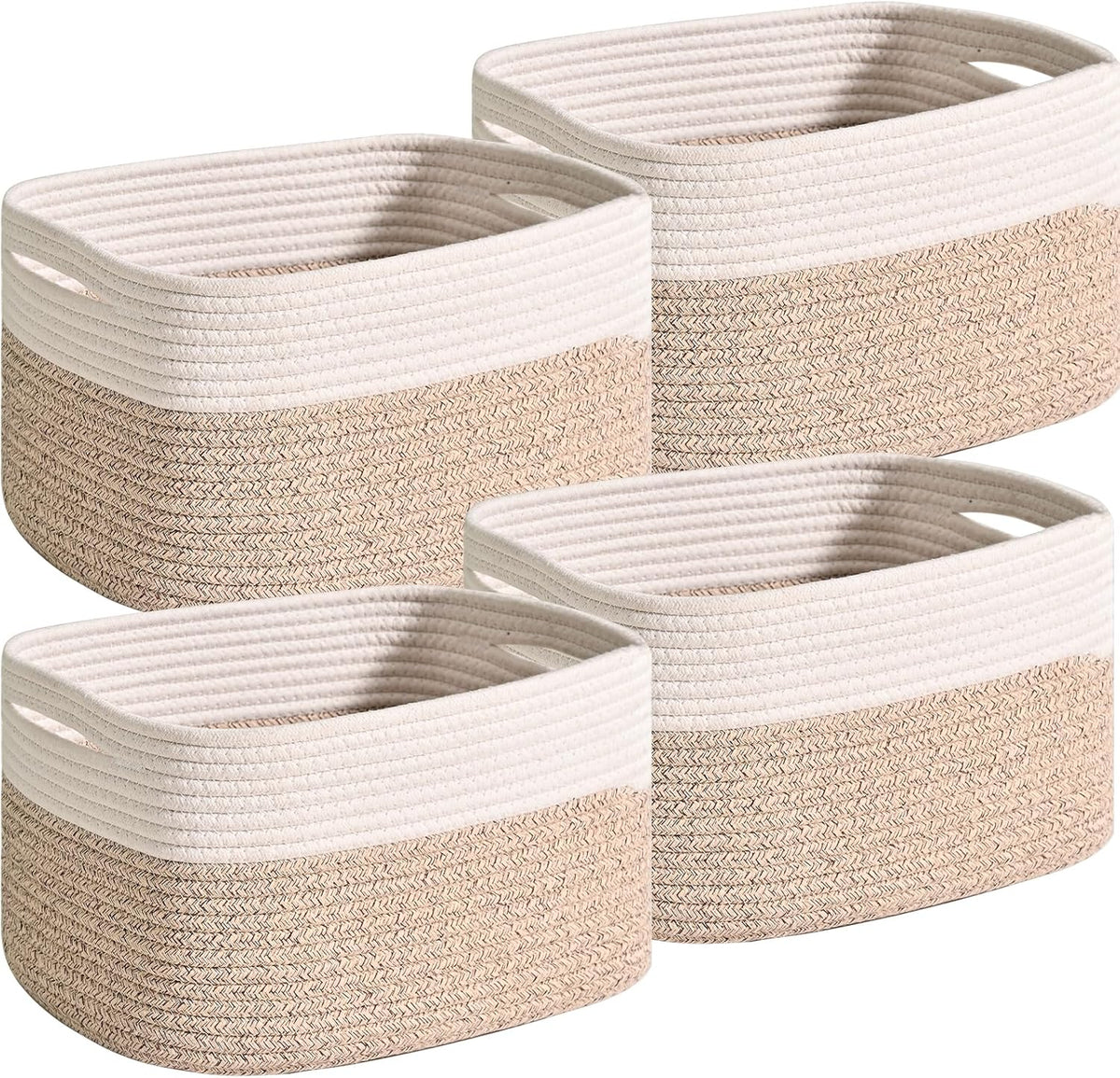 Small Storage Baskets for Organizing, Woven Storage Baskets for Shelves, Cotton Rope Basket for