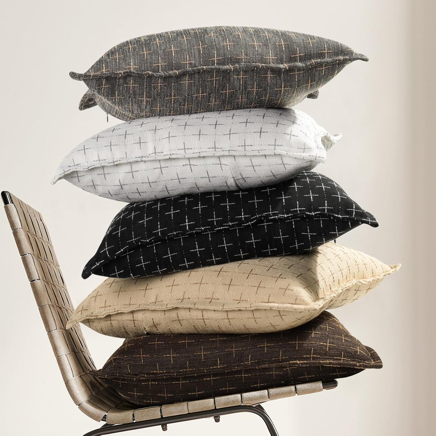 ZWJD Pillow Covers 26x26 Set of 2 Soft Polyester Textured Pillow Covers with Stylish Flange Edge