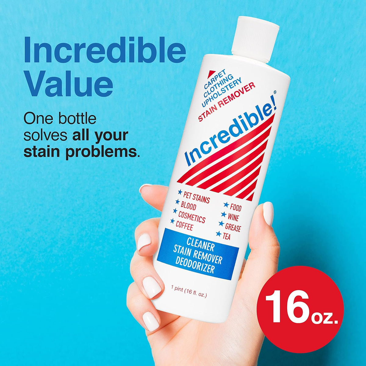 INCREDIBLE! Stain Remover - Commercial Pack Quantity, Professional Stain Cleaner For Carpets