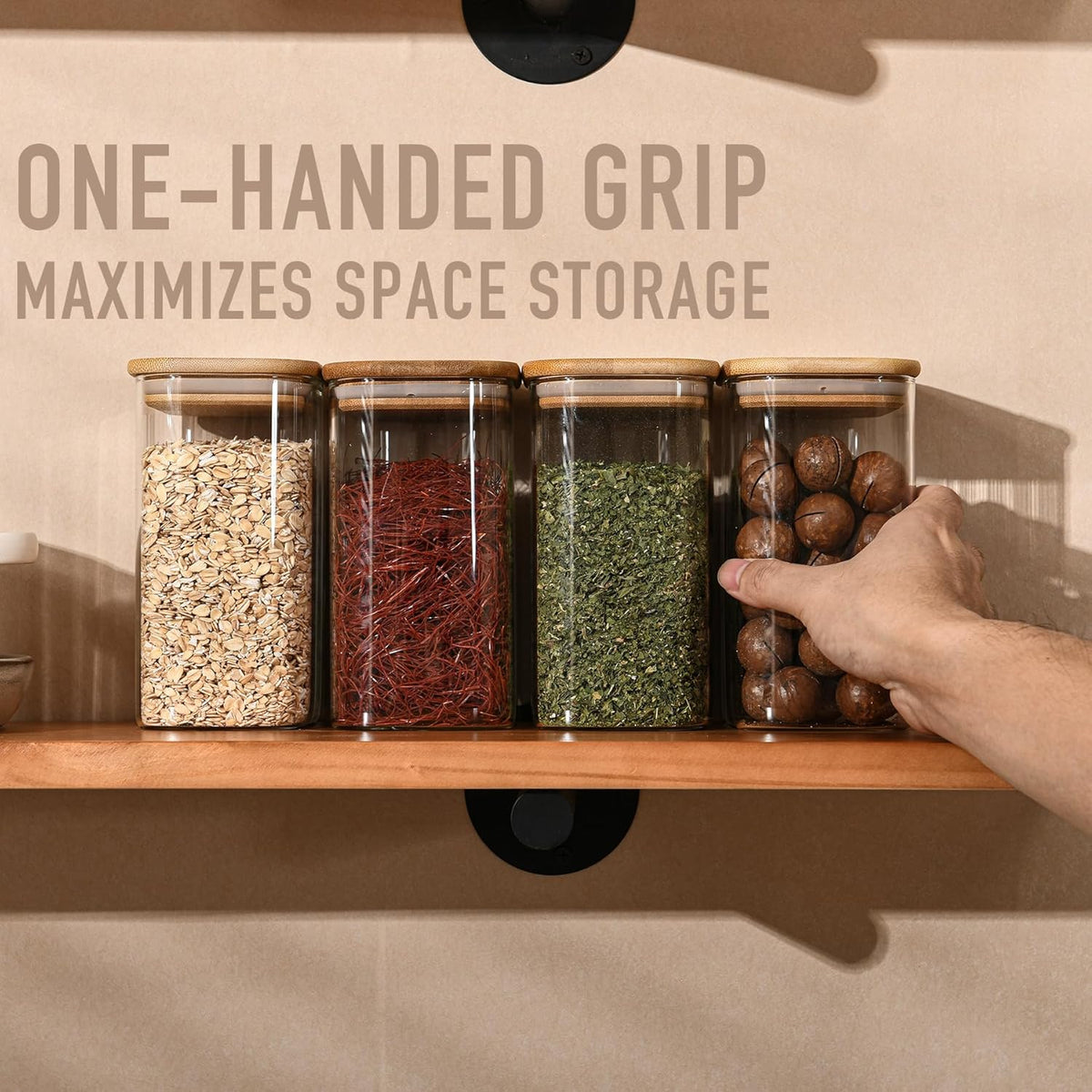 37oz Rectangle Airtight Glass Storage Containers with Bamboo Lids (Set of 4), Square Food Storage