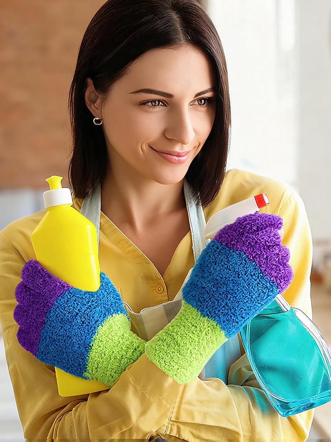 Patelai 3 Pairs Microfiber Plant Dusting Gloves Leaf Cleaning Gloves for Indoor Plants, Blinds