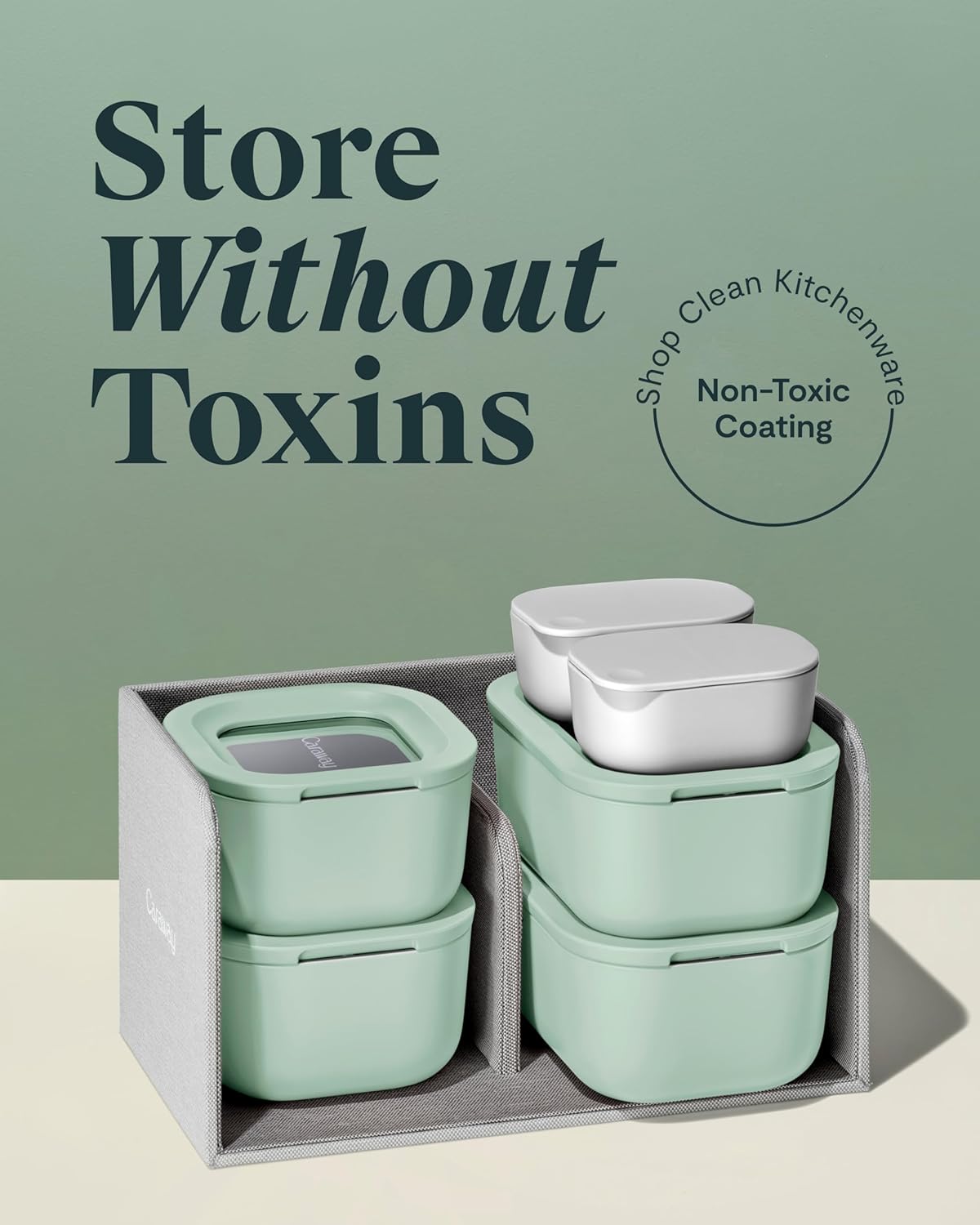 Caraway Mini Food Storage 11pc Set - Glass Storage Containers for Food - Non-Toxic Ceramic-Coated