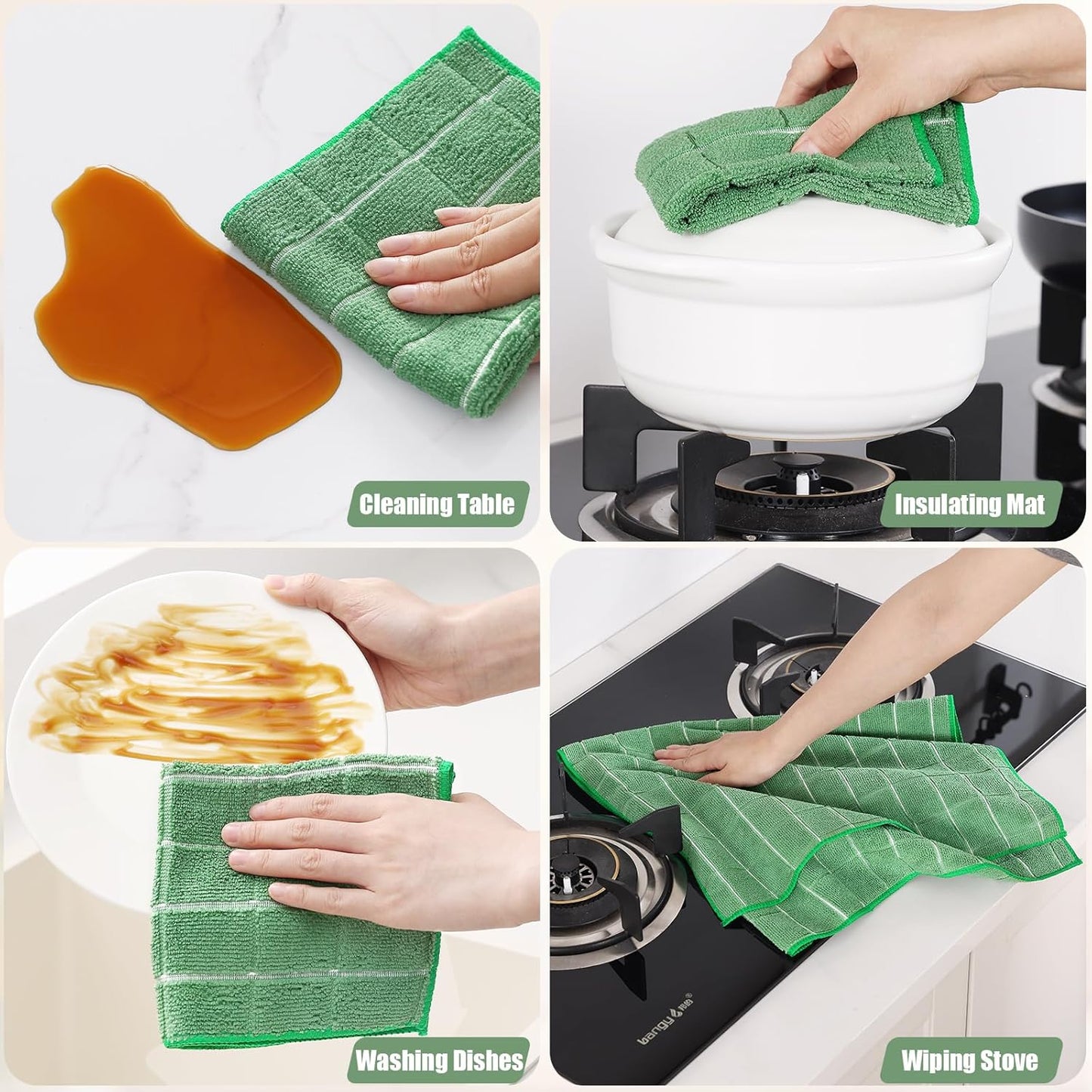 Homaxy Microfiber Kitchen Towels and Dishcloths Set, 12 Pack Soft and Absorbent Dish Hand Towels