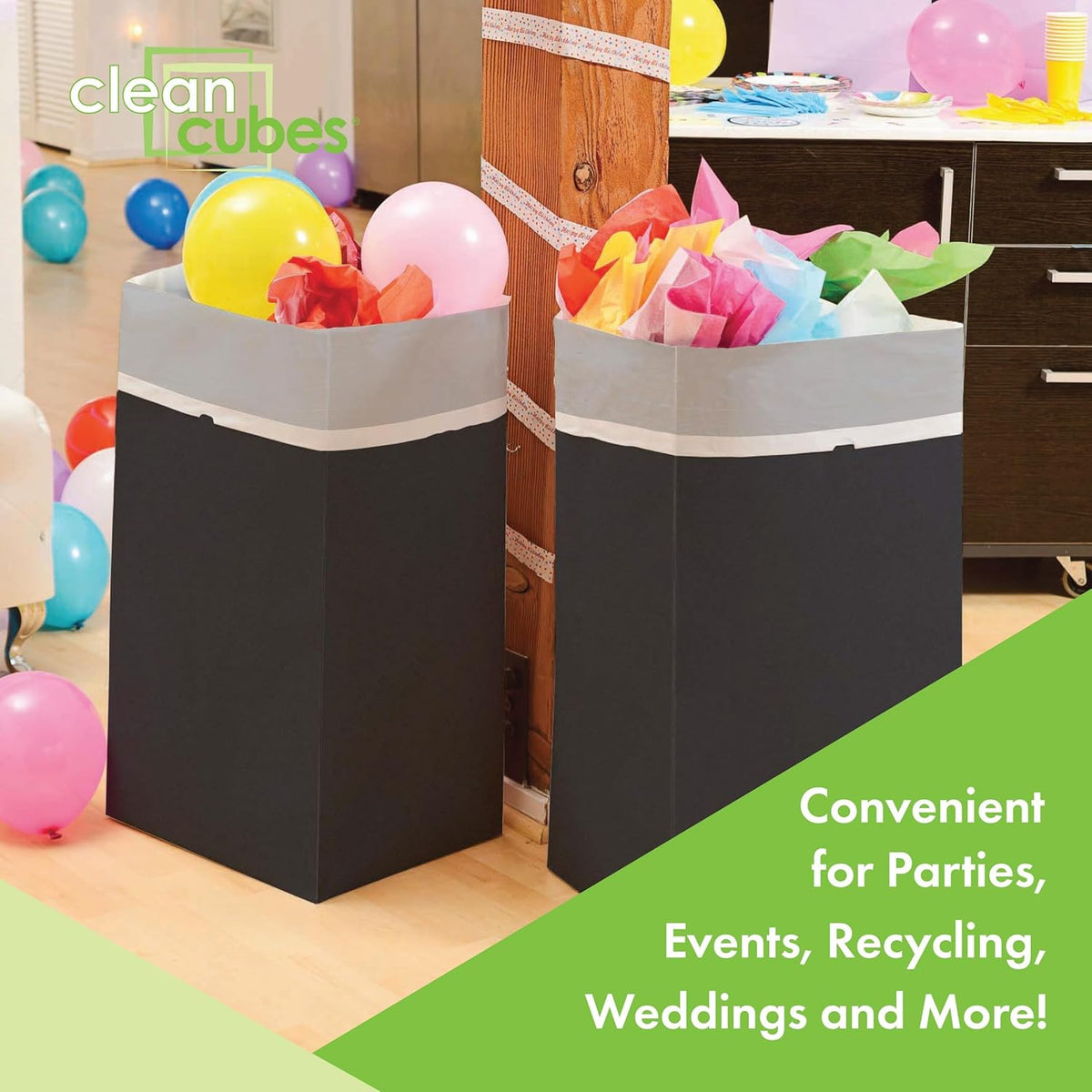 30 Gallon Disposable Pop-Up Trash Cans (3-Pack) with Fitted Bags – Foldable Garbage & Recycling