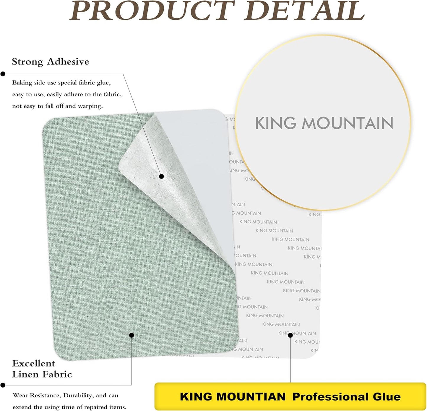 KING MOUNTAIN Coarse Linen Repair Patches, Self-Adhesive Linen Fabric Patches, 8X11 inch Extra