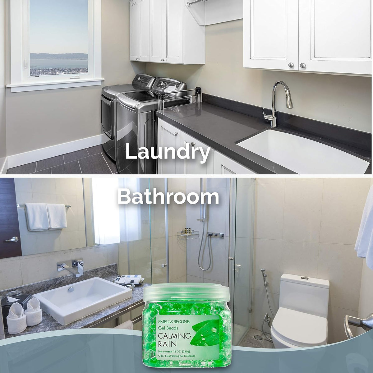 SMELLS BEGONE Odor Eliminator Gel Beads - Air Freshener - Eliminates Odor in Bathrooms, Cars