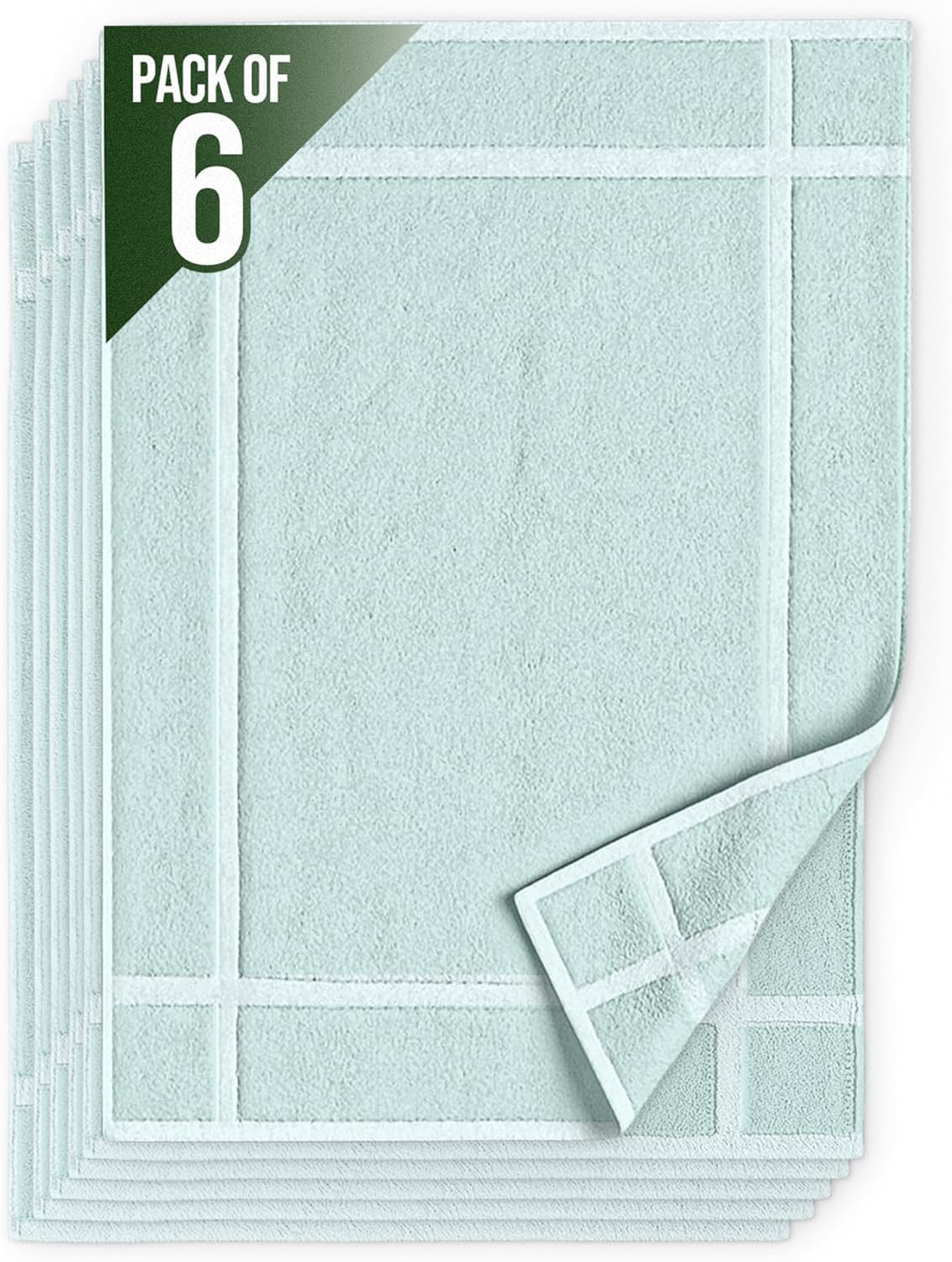 Pearl Linens Pack of 6 100% Cotton Bath Mat 20x30 inches, Soft & Absorbent Quick Dry Bathroom Mat