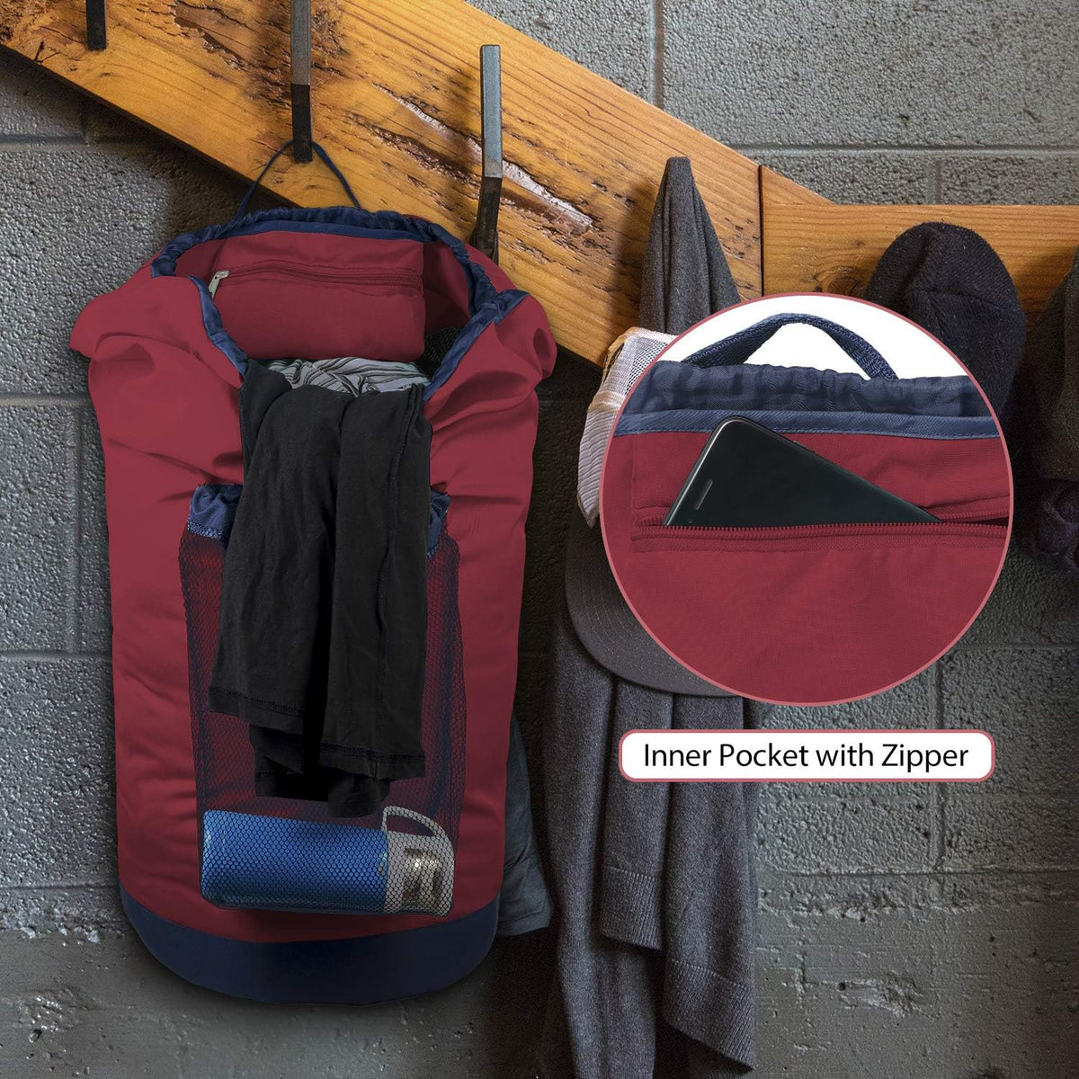Dalykate Backpack Laundry Bag, Laundry Backpack with Shoulder Straps and Mesh Pocket Durable Nylon