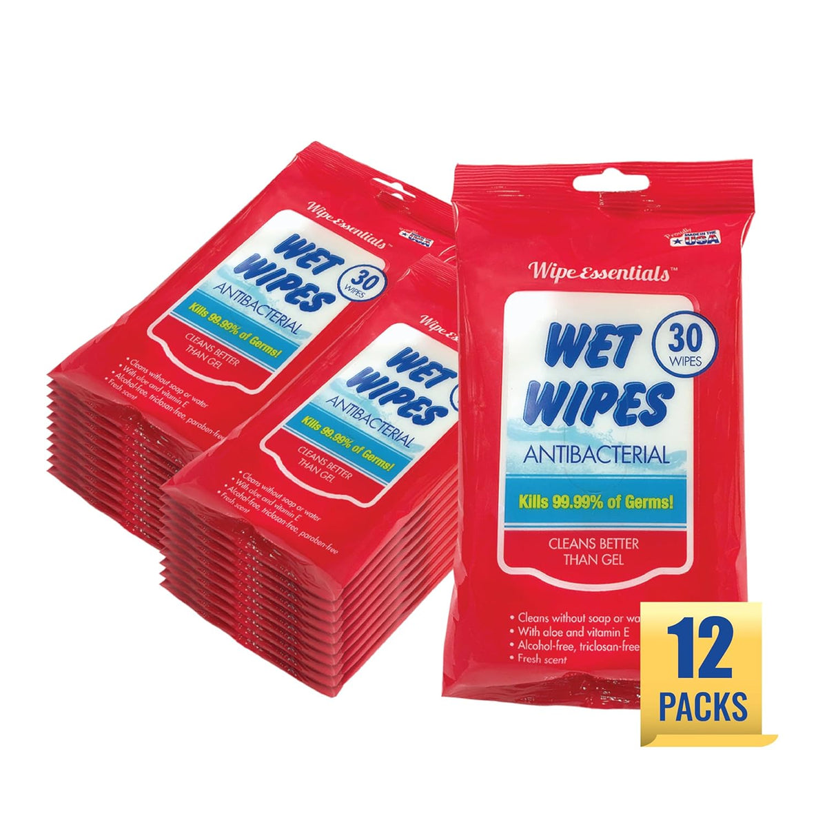 WipeEssentials Hand Sanitizer Wipes, Hand Wipes for Adults and Kids - 360 wipes - 12 Packs of 30ct
