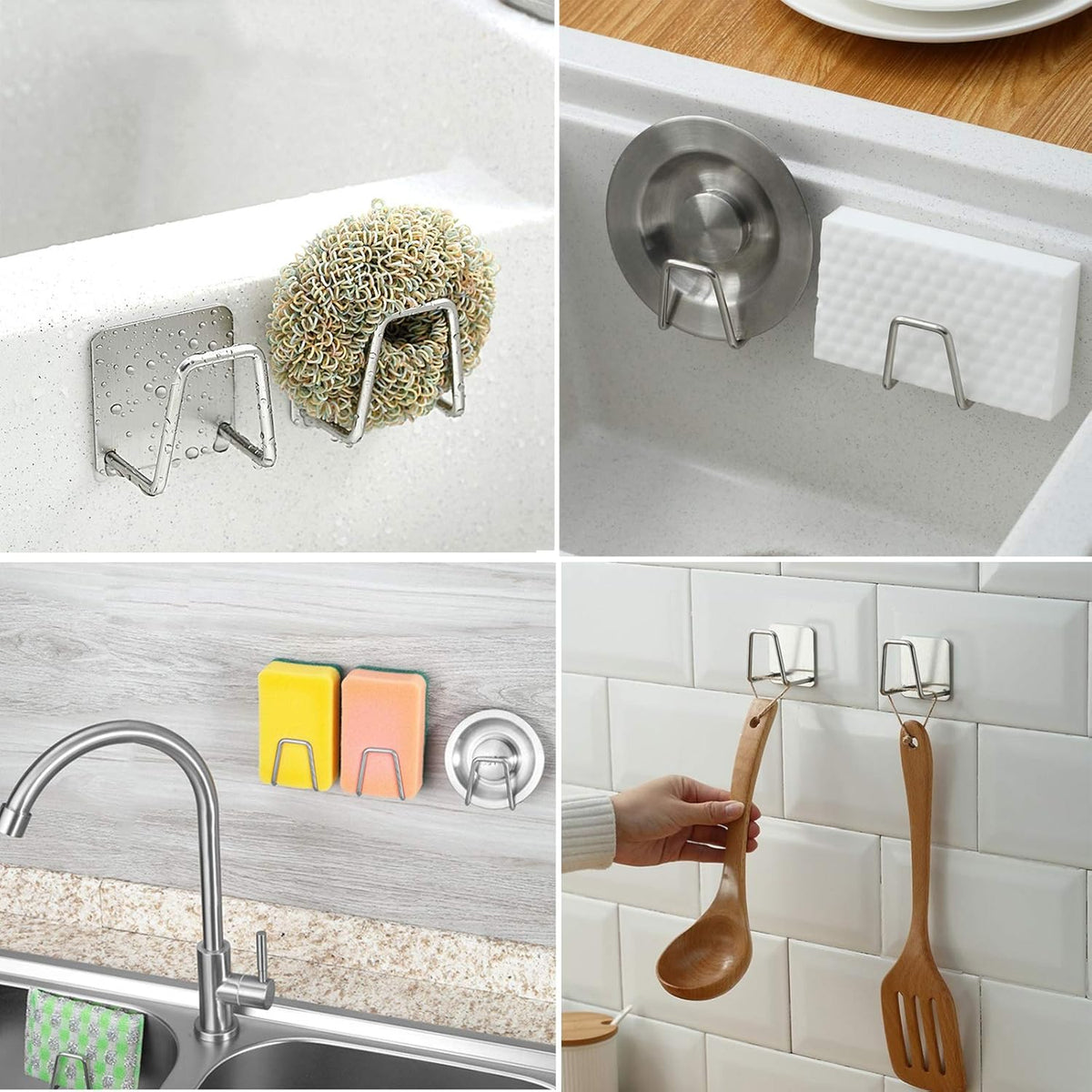 Adhesive Sponge Holder Sink Caddy for Kitchen Accessories - SUS304 Stainless Steel Rust Proof