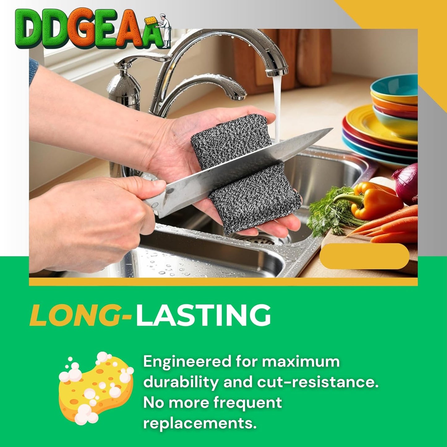 Heavy - Duty Kitchen Sponge - 20 Times More Durable, Scratch Free, Suitable for Non - Stick