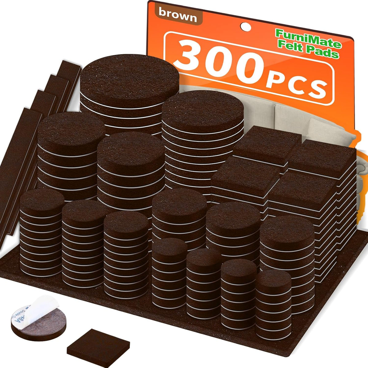 Felt Furniture Pads 300 Pieces, Furniture Pads for Hardwood Floors, Floor Protectors for Furniture