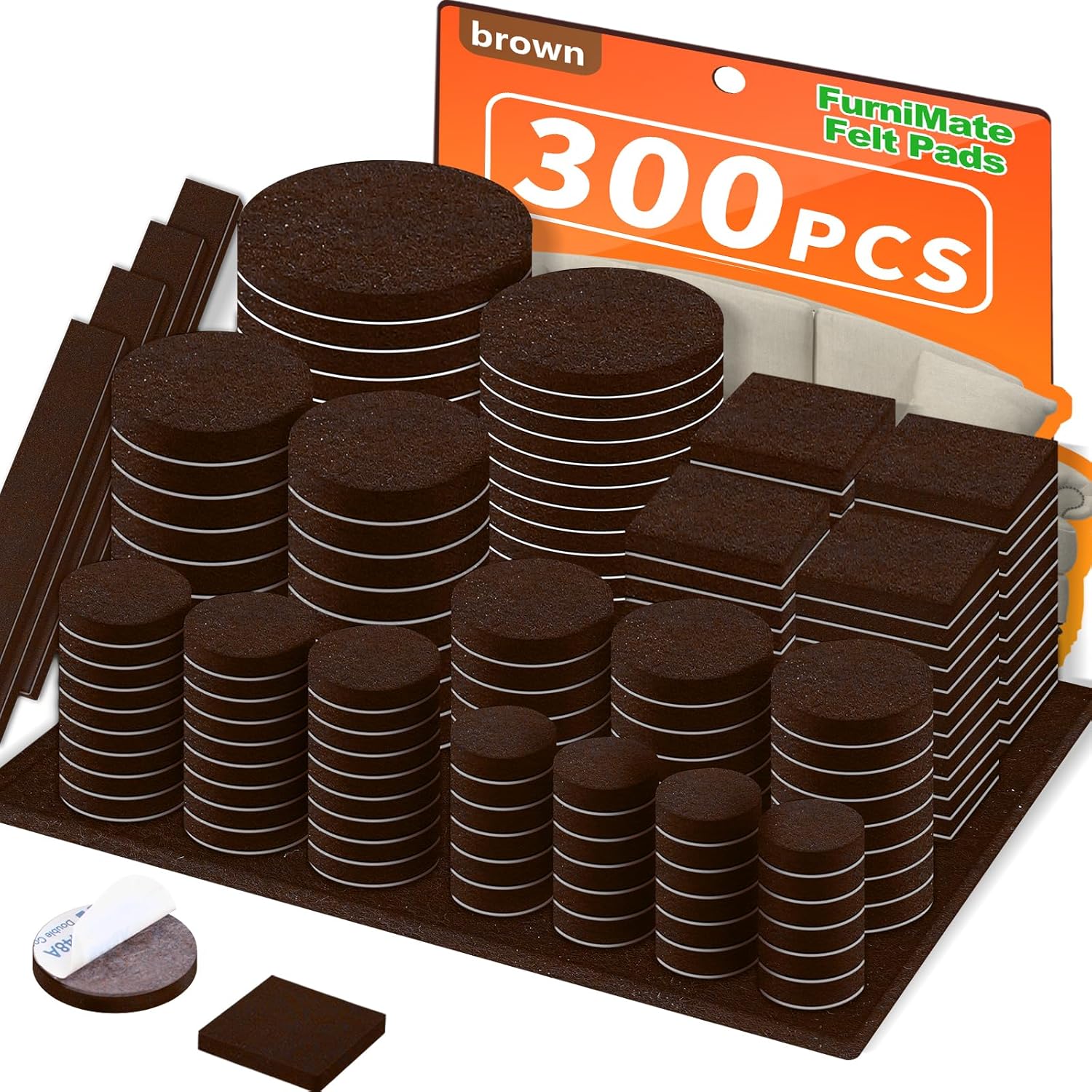 Felt Furniture Pads 300 Pieces, Furniture Pads for Hardwood Floors, Floor Protectors for Furniture