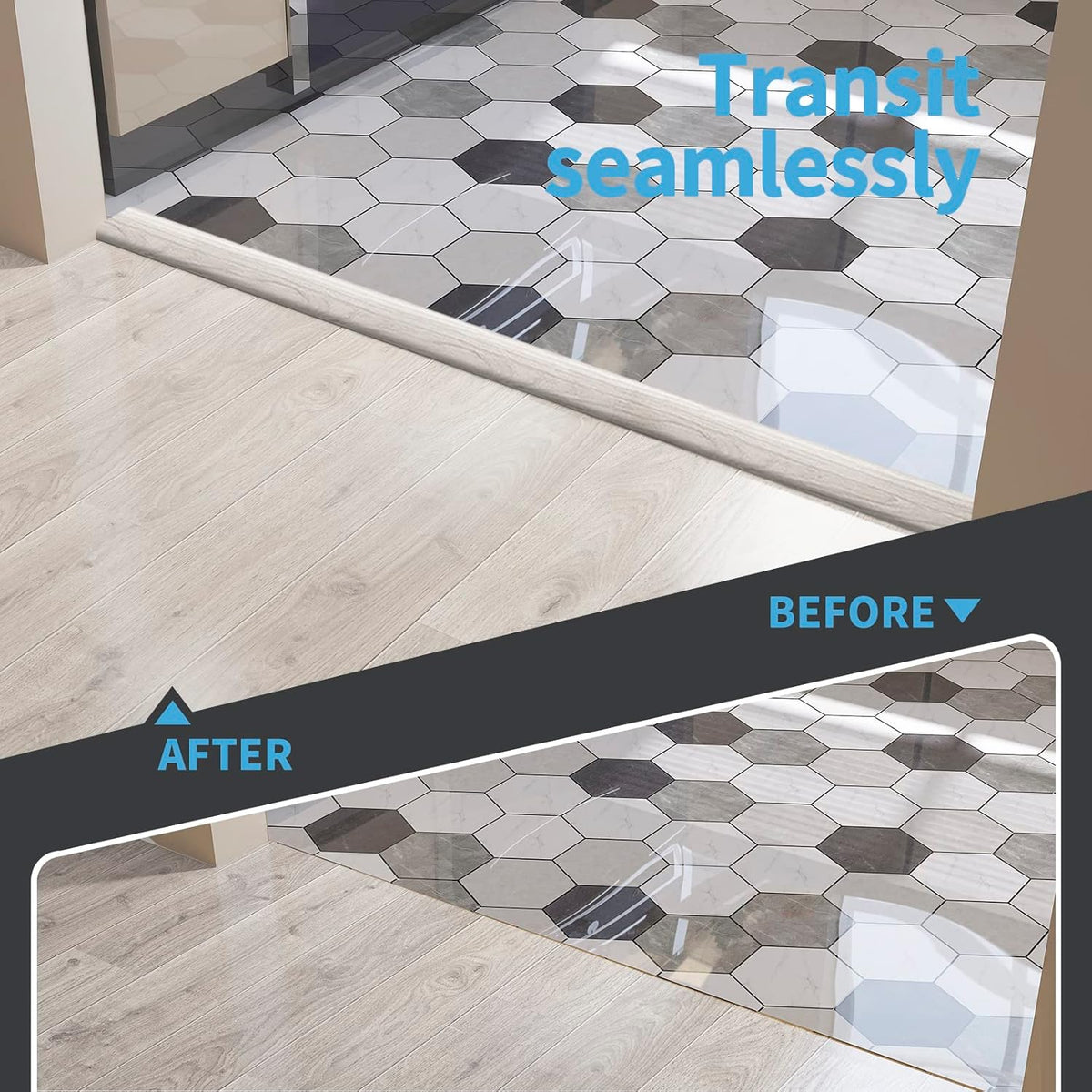 Art3d Self Adhesive Vinyl Floor Transition Strip, Laminate Floor Strip Floor Flat Divider Strip for