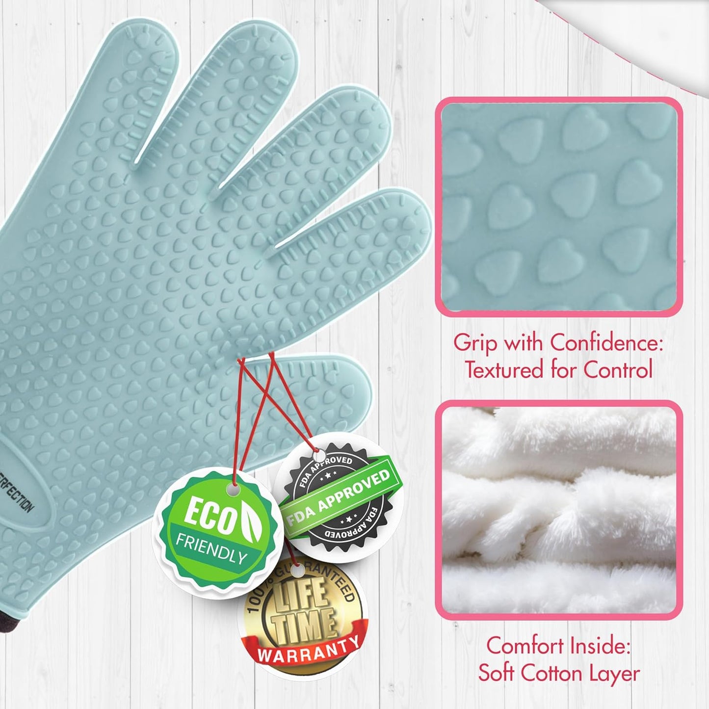 KITCHEN PERFECTION S Silicone Smoker Oven Gloves for Women -Extreme Heat Resistant BBQ Gloves