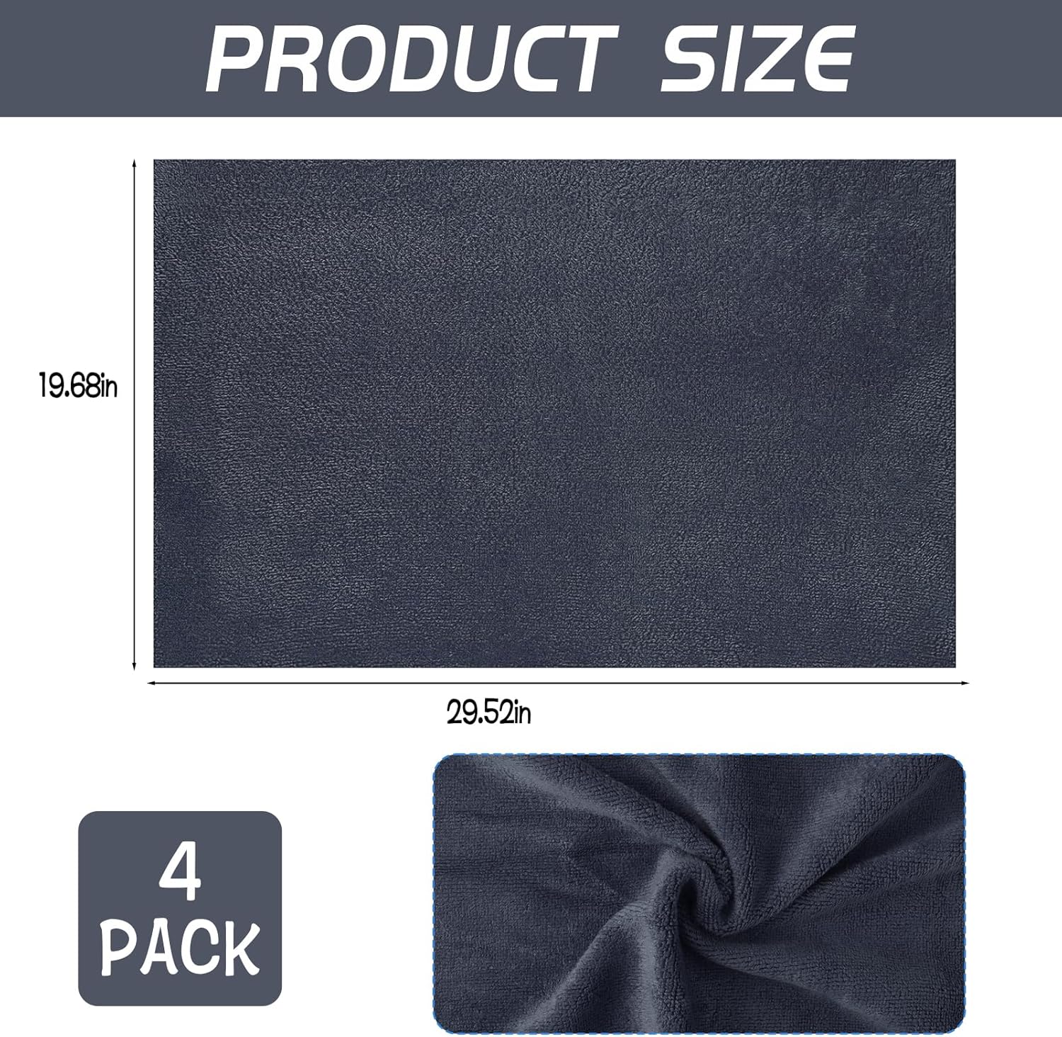 4 Pack Extra Large Microfiber Cleaning Cloths 20"x30", Lint-Free Reusable Towels for Home, Glass