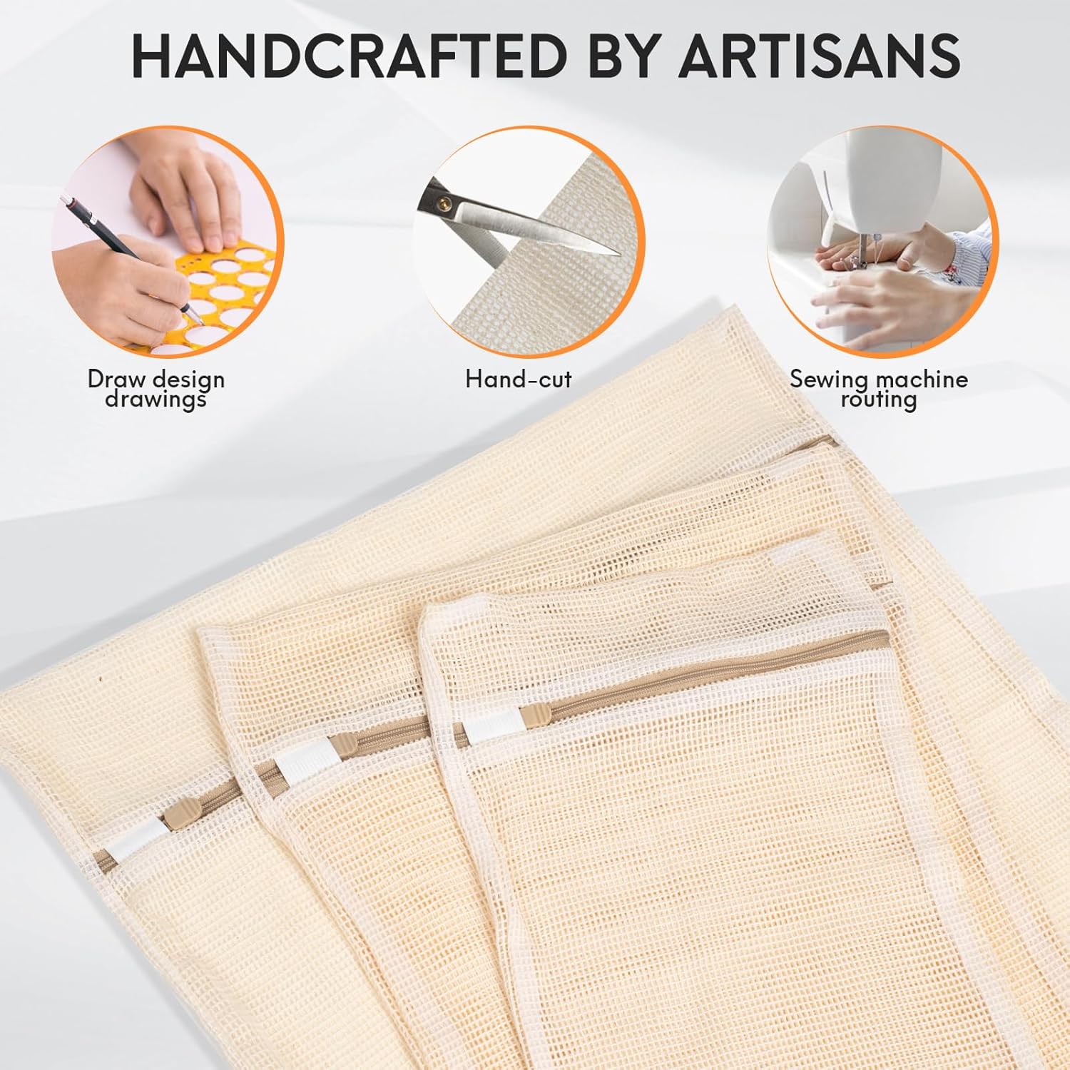 6-Piece Bag, Durable Cotton Mesh Laundry Bag, Sturdy Zipper, Breathable Mesh, Exquisite Laundry Bag