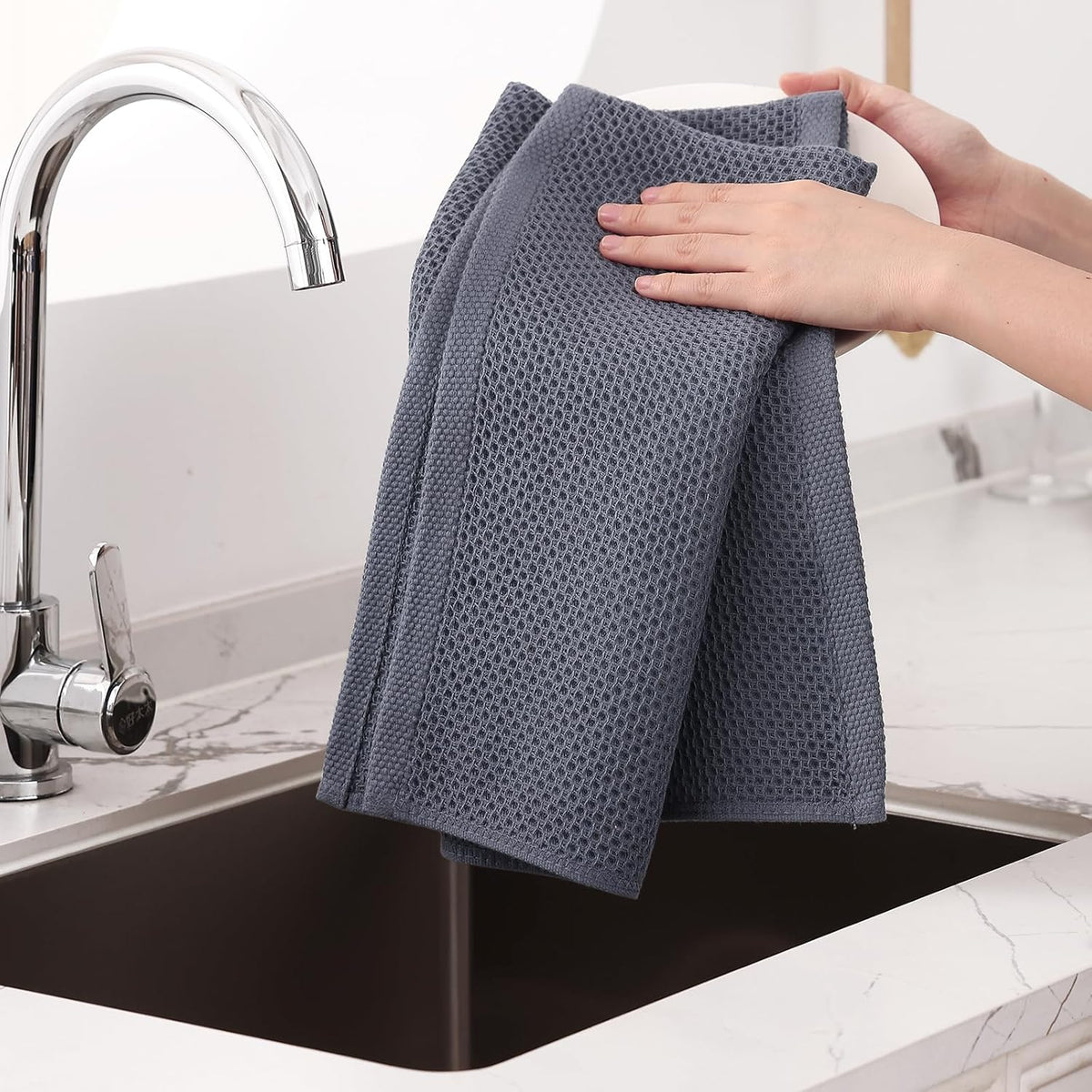 Homaxy 100% Cotton Oversized Waffle Weave Kitchen Dish Towels, Ultra Soft Absorbent Quick Drying