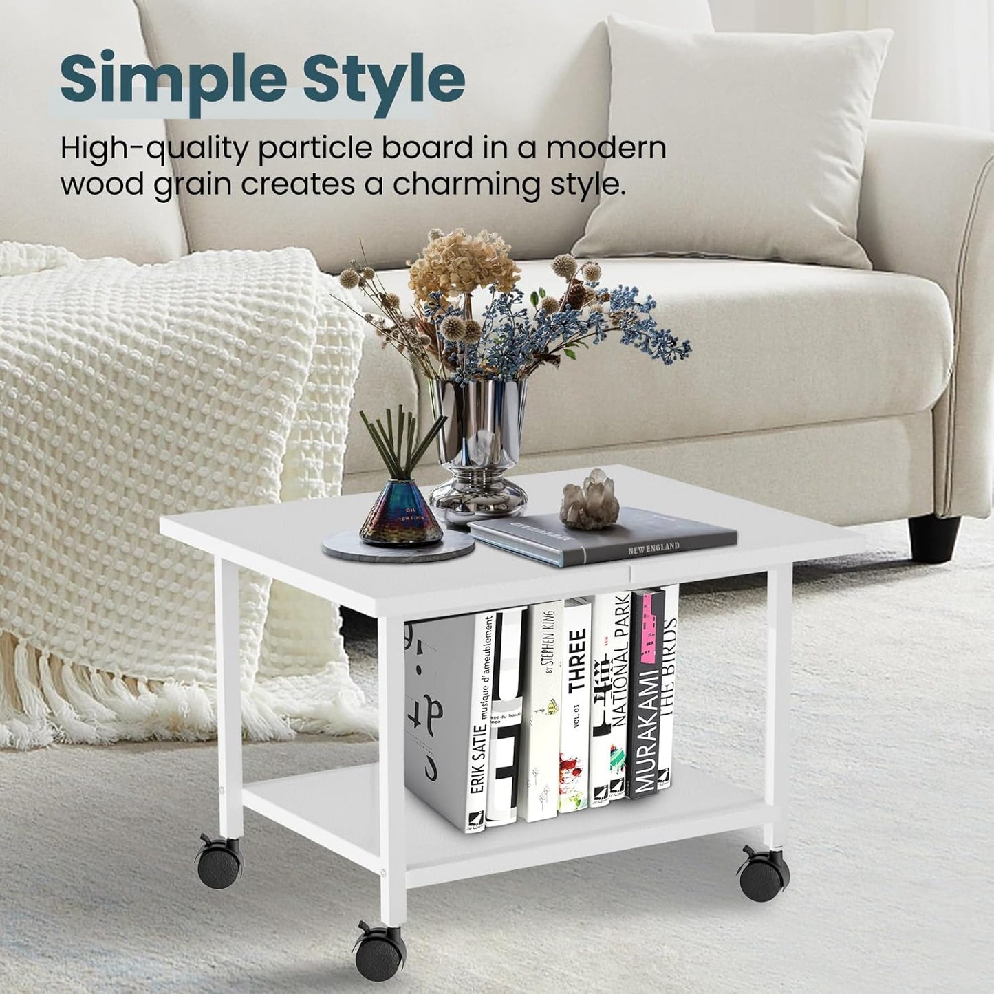 Printer Stand with Storage Under Desk Shelf, Desktop Printer Stand Organizer, Rolling Printer Cart