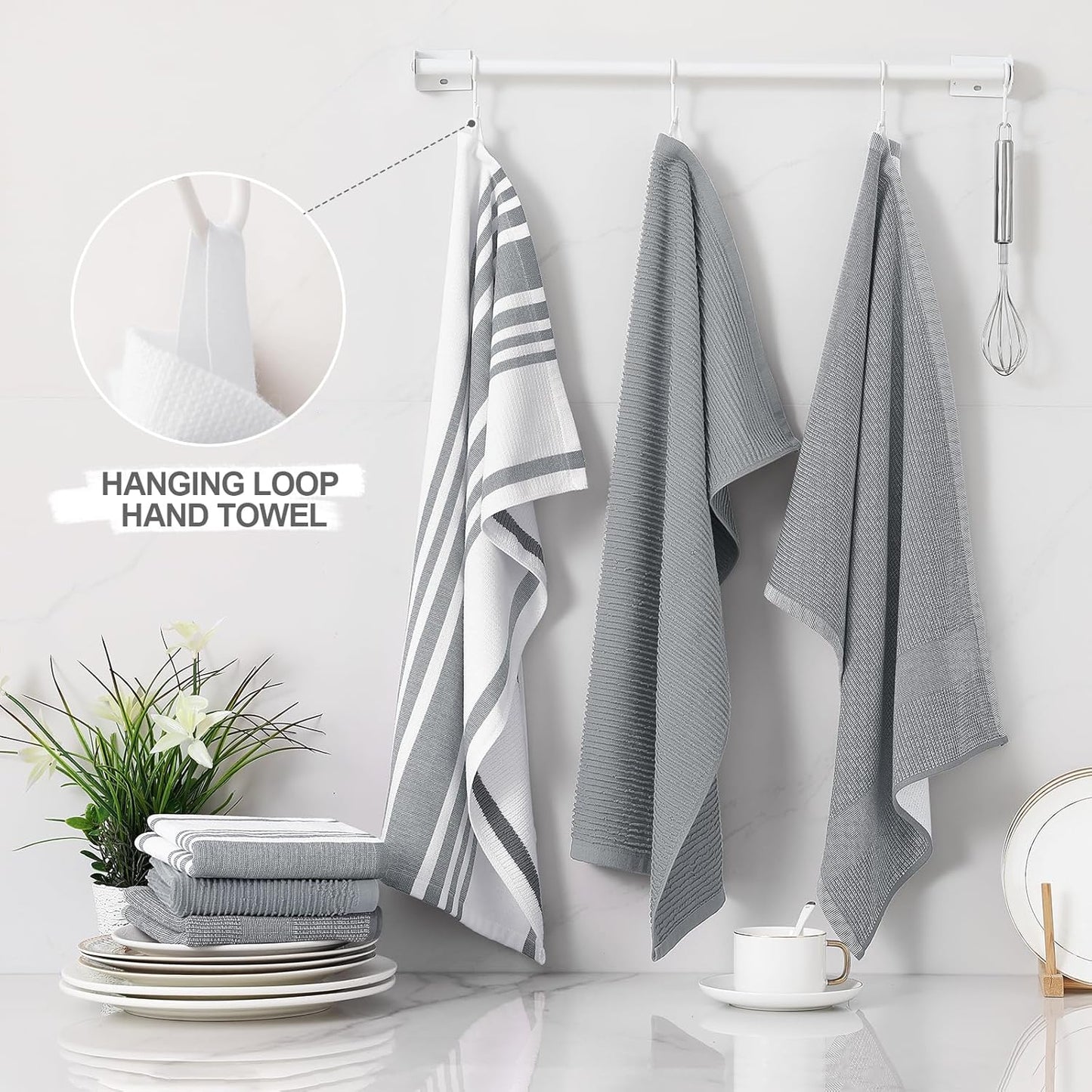 Homaxy Premium Kitchen Towels(18”x 28”, 12 Pack), Large Cotton 380 GSM Kitchen Hand Towels, Soft