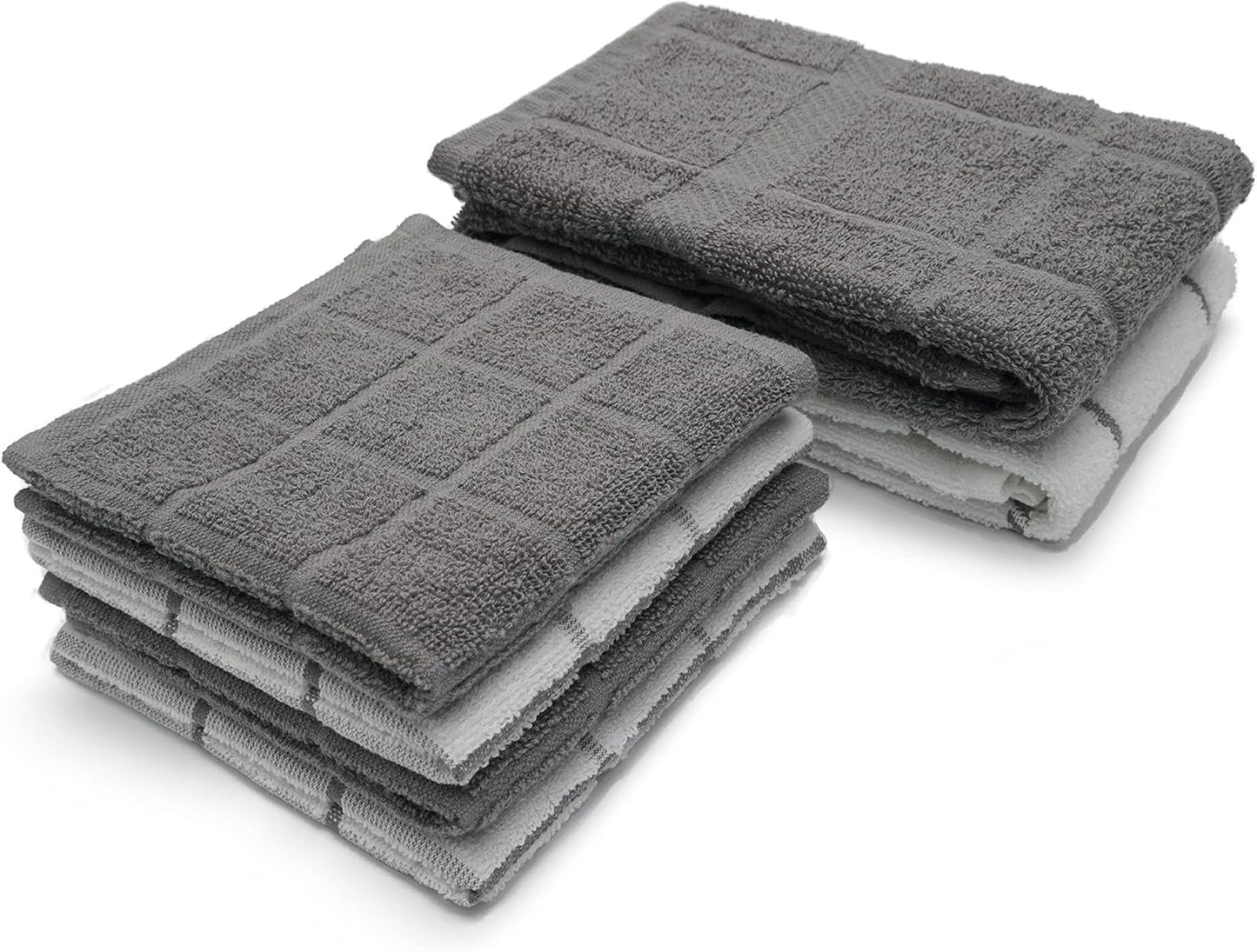 100% Cotton Terry Dish Cloth & Dish Towel, 6 Pack, Super Soft and Absorbent Kitchen Towels, Perfect