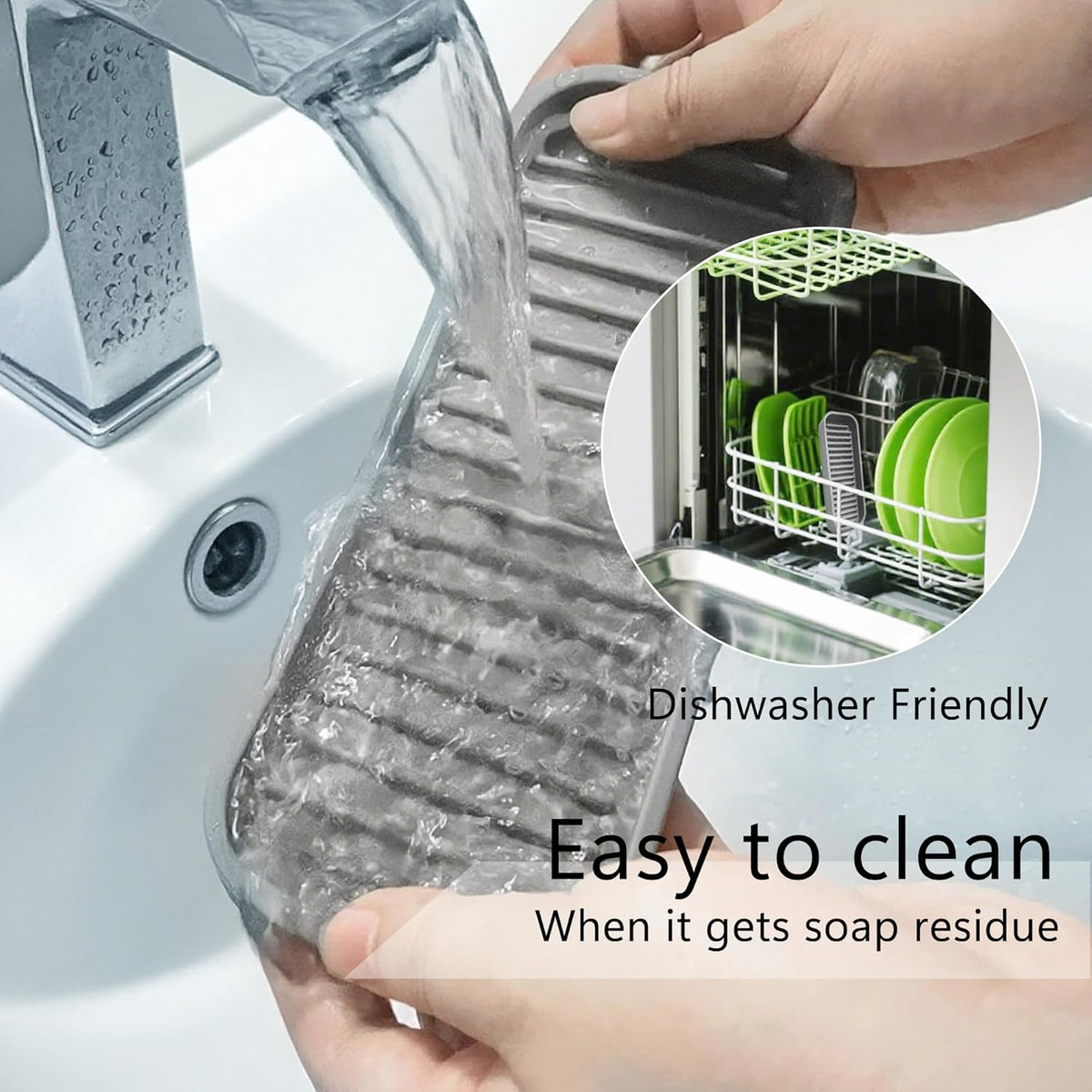 Mofason Silicone Soap Tray, Bathroom Kitchen Finishing Tray, Kitchen Sink with Soap Rack, Sponge