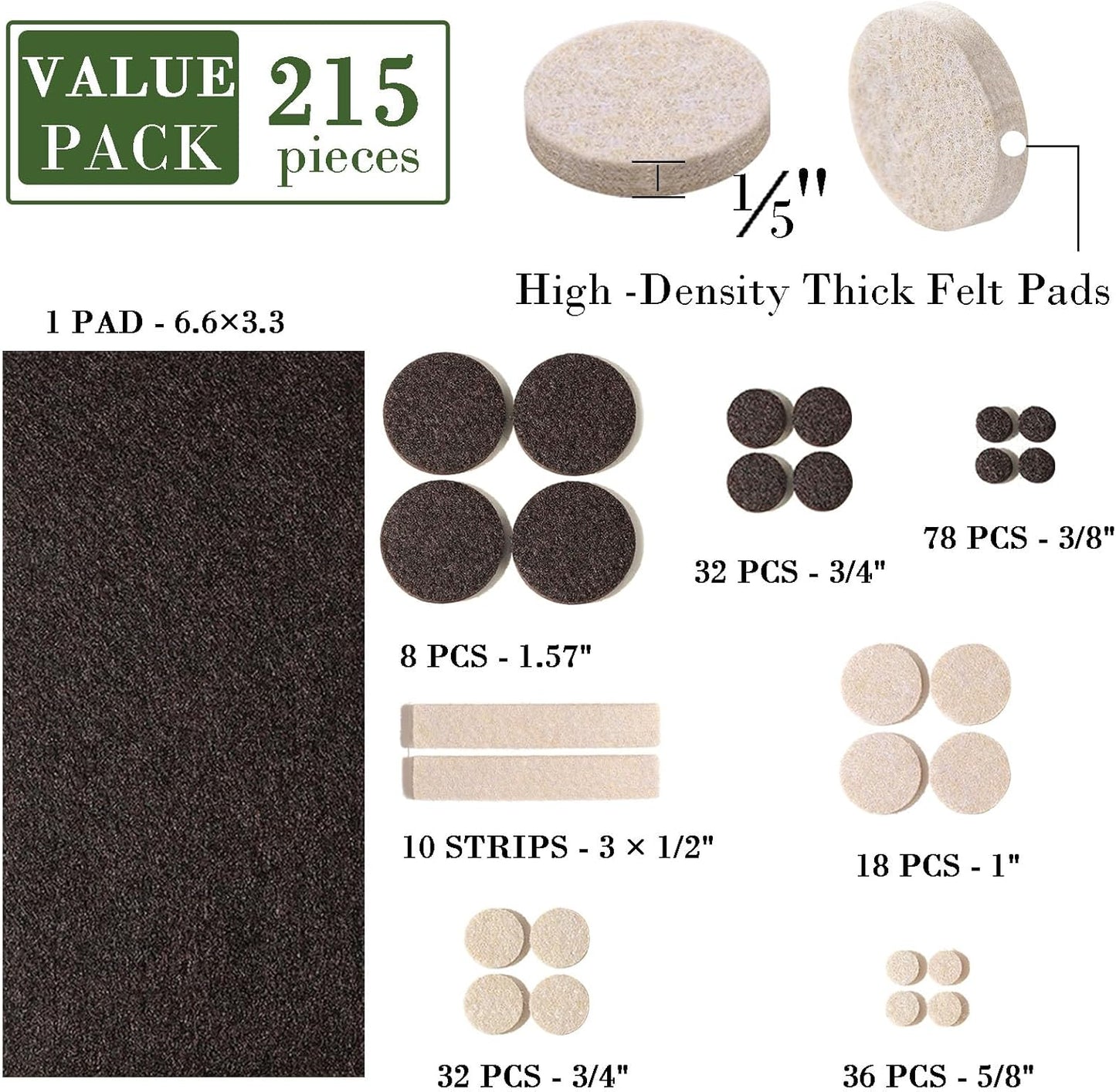 Fursafe&Q Felt Furniture Pads, Furniture Felt Pads for Hardwood Floors -Self Adhesive Chair Leg