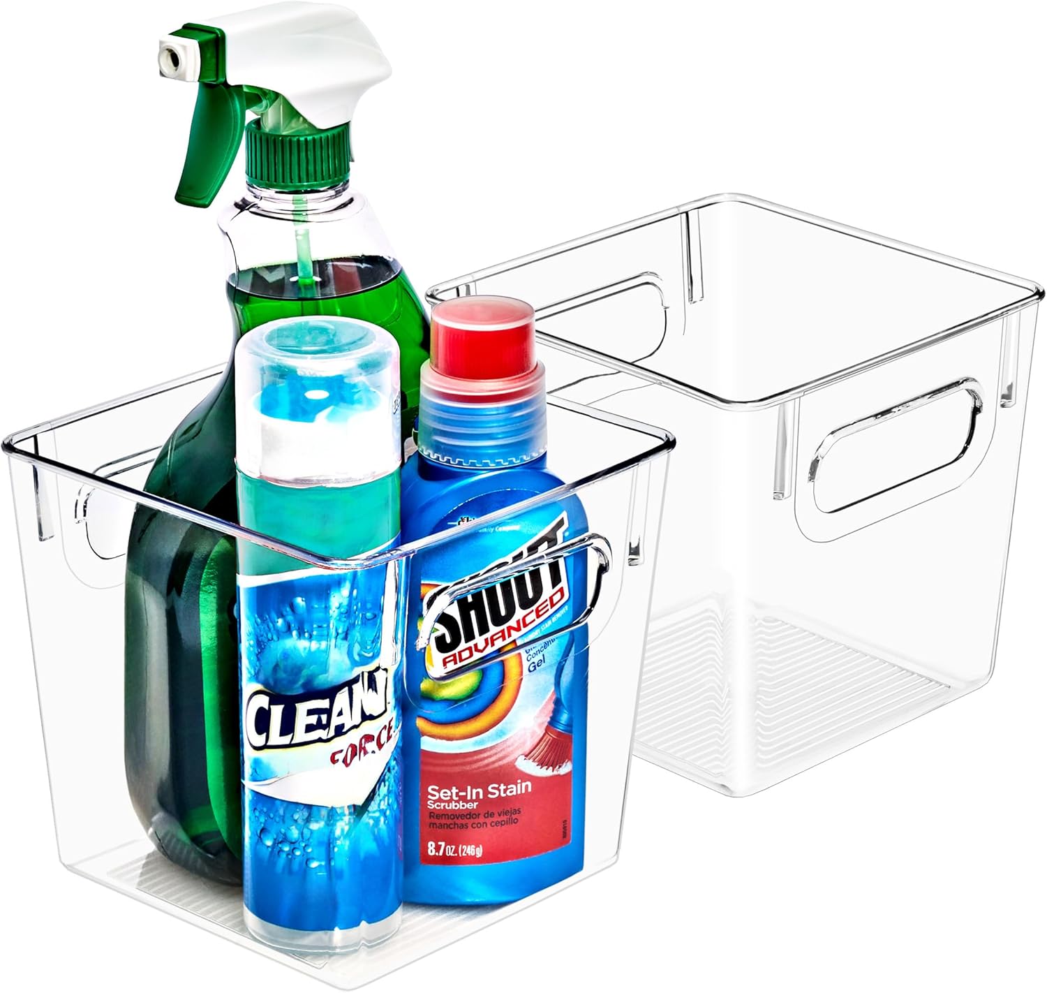 Sorbus 2 Pack Small Clear Plastic Storage Bins, Clear Organizer Bins with Handle for Kitchen