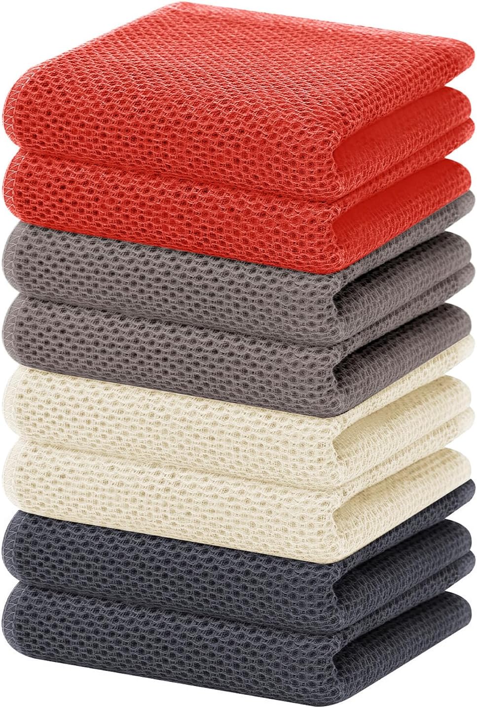Homaxy 100% Cotton Waffle Weave Kitchen Dish Towels, Ultra Soft Absorbent Quick Drying Cleaning