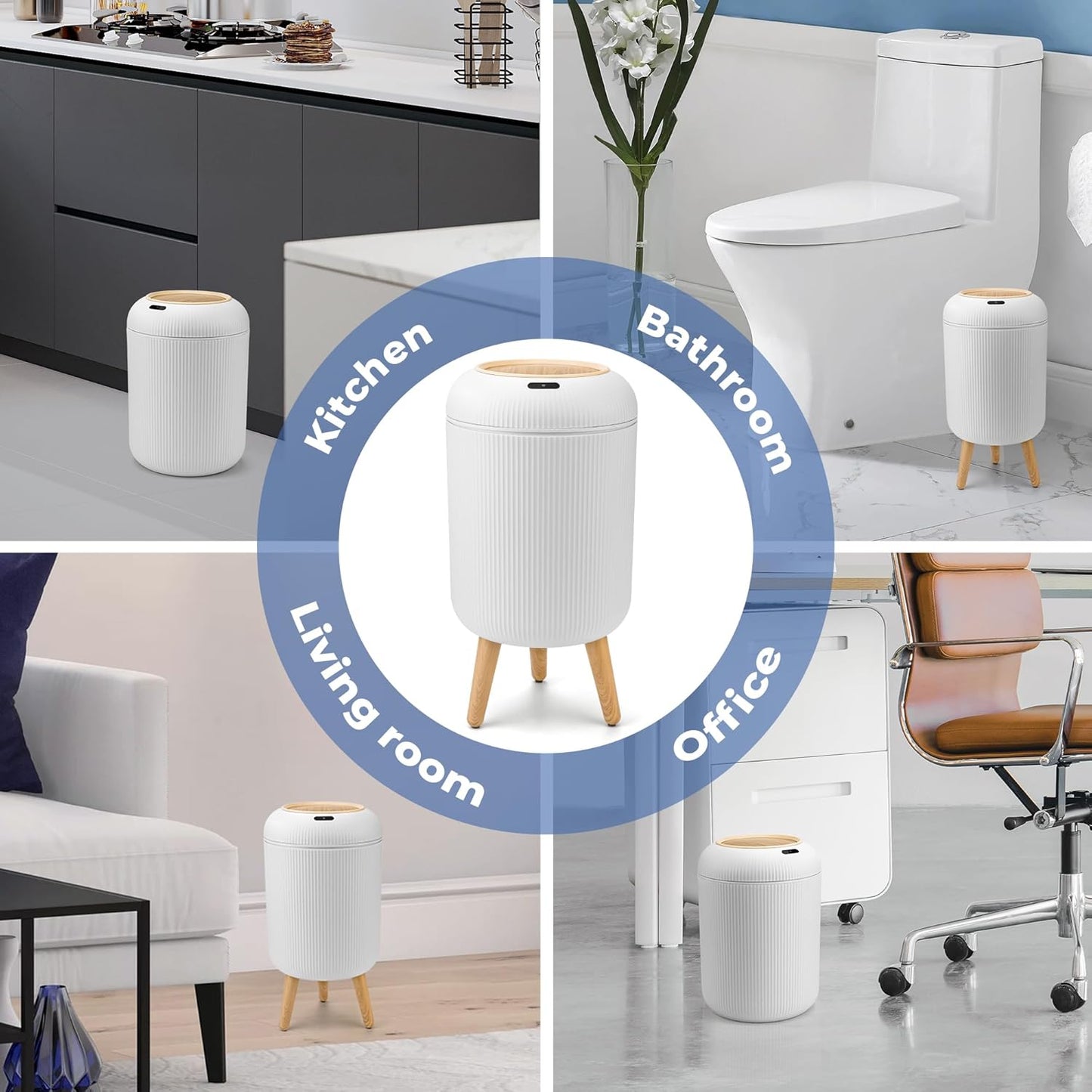 Pukomc Smart Sensor Wastebasket, Convenient and Hygienic Easy to Use, Technology Sensor Waterproof
