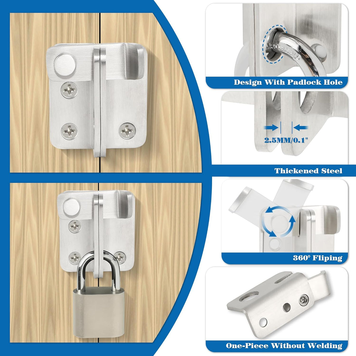 Alise Flip Latch,Gate Latches Slide Bolt Latch Safety Door Lock Catch for Barn Cabinet Pet Cage