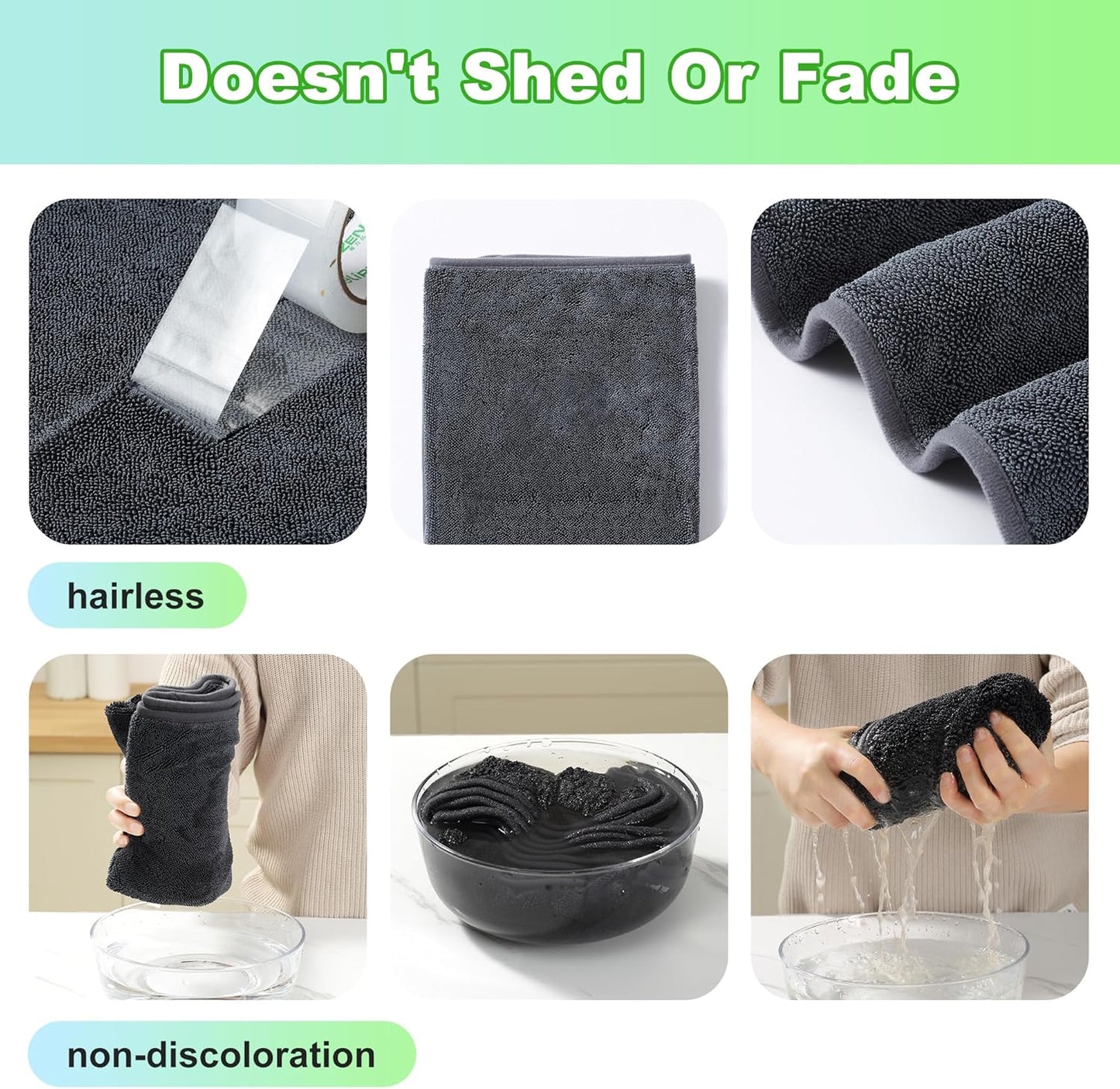 JOYMOOP Microfiber Towels for Cars, 2 Pack 35.4" x 23.6" Car Drying Towel, Dark Gray Reusable Car