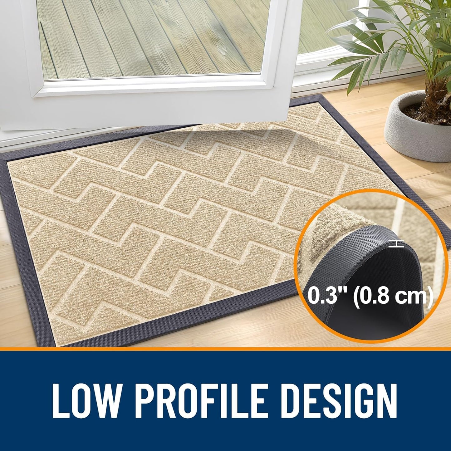 OLANLY Front Door Mat Indoor Outdoor Entrance, Waterproof All-Season, All-Weather Doormat, Sturdy