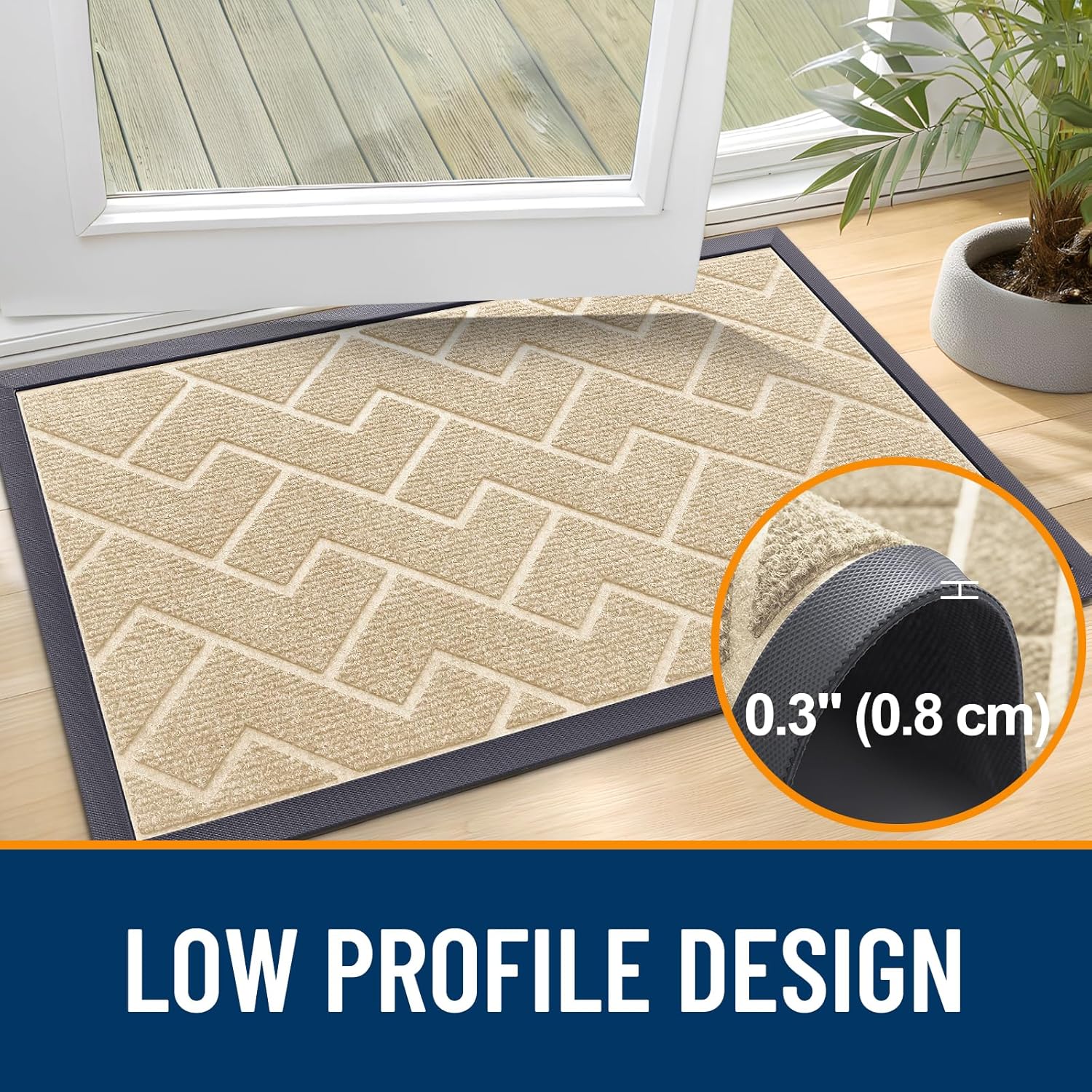 OLANLY Front Door Mat Indoor Outdoor Entrance, Waterproof All-Season, All-Weather Doormat, Sturdy