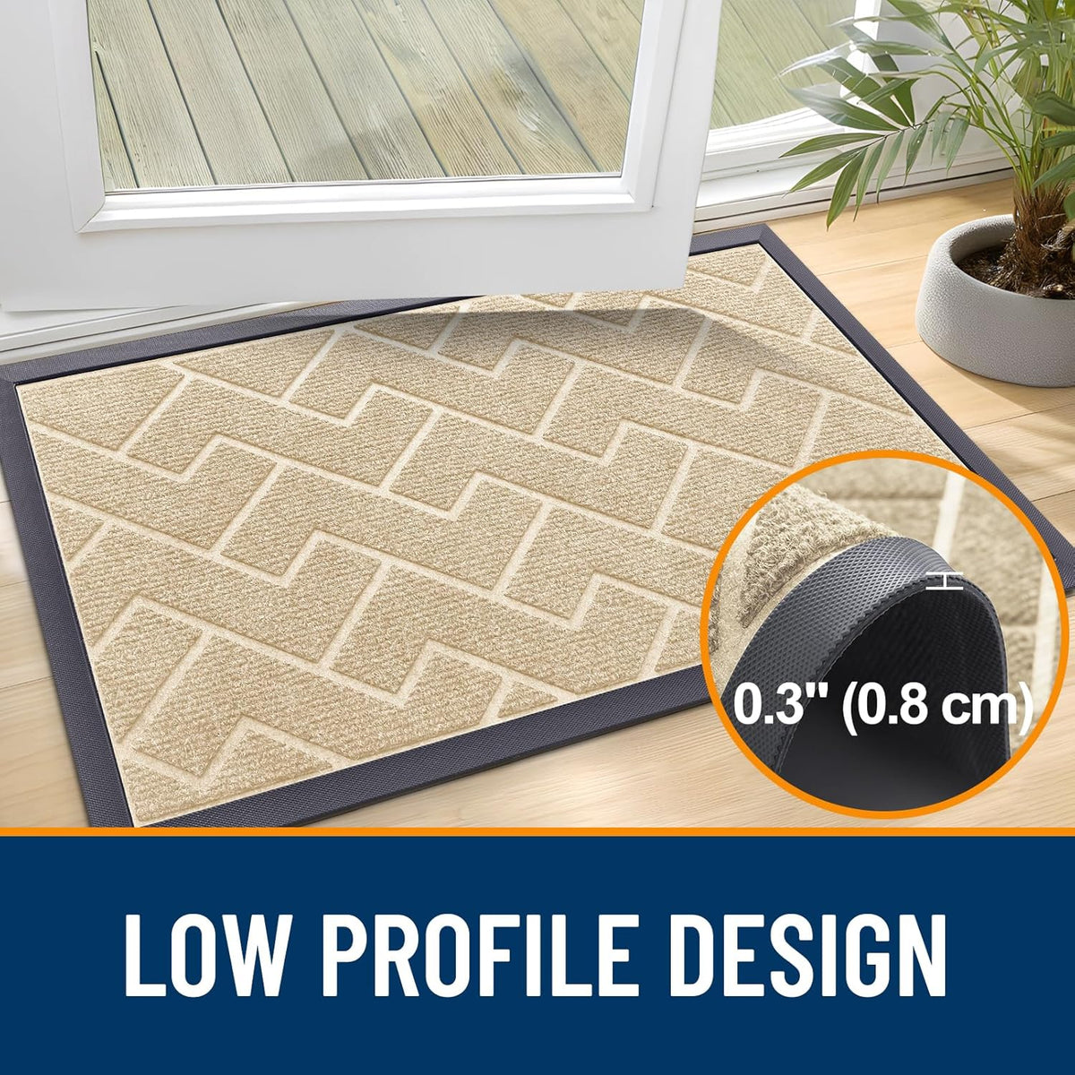 OLANLY Front Door Mat Indoor Outdoor Entrance, Waterproof All-Season, All-Weather Doormat, Sturdy