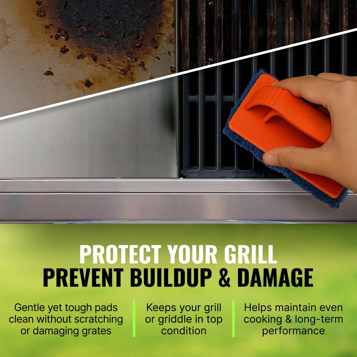 CitruSafe Grill Cleaning Kit - BBQ Grill Cleaner (16oz) and BBQ Grill Scrubber with 3 Heavy Duty