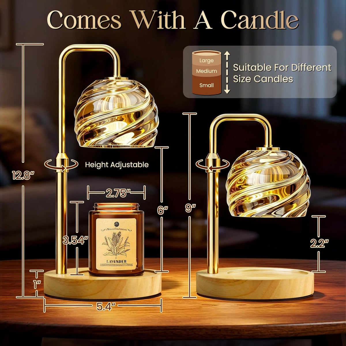 WarmEmbrace Candle Warmer Lamp with Lavender Candle Set, Electric Wax Warmer Lamp with Auto Timer &