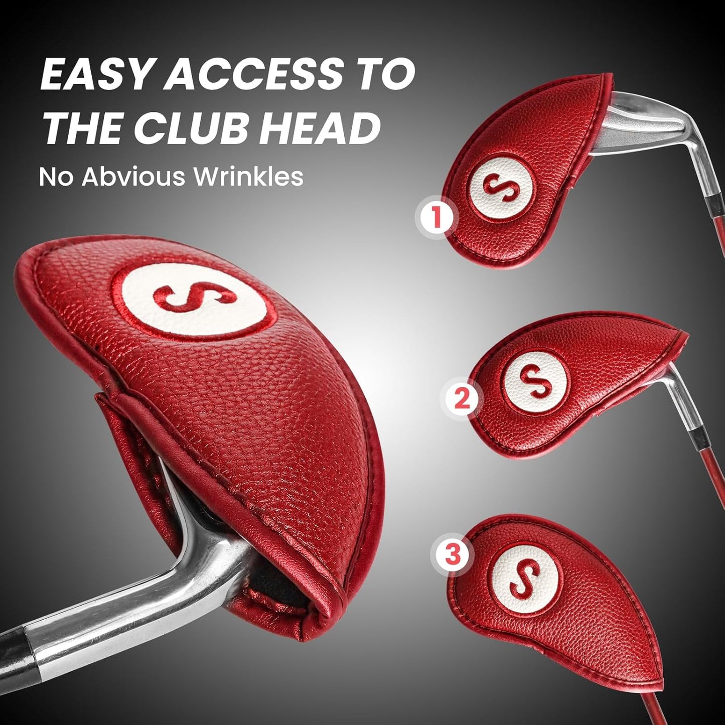 FINGER TEN Golf Club Covers for Irons Magnetic Value 11 Pack, Synthetic Leather Deluxe Head Cover
