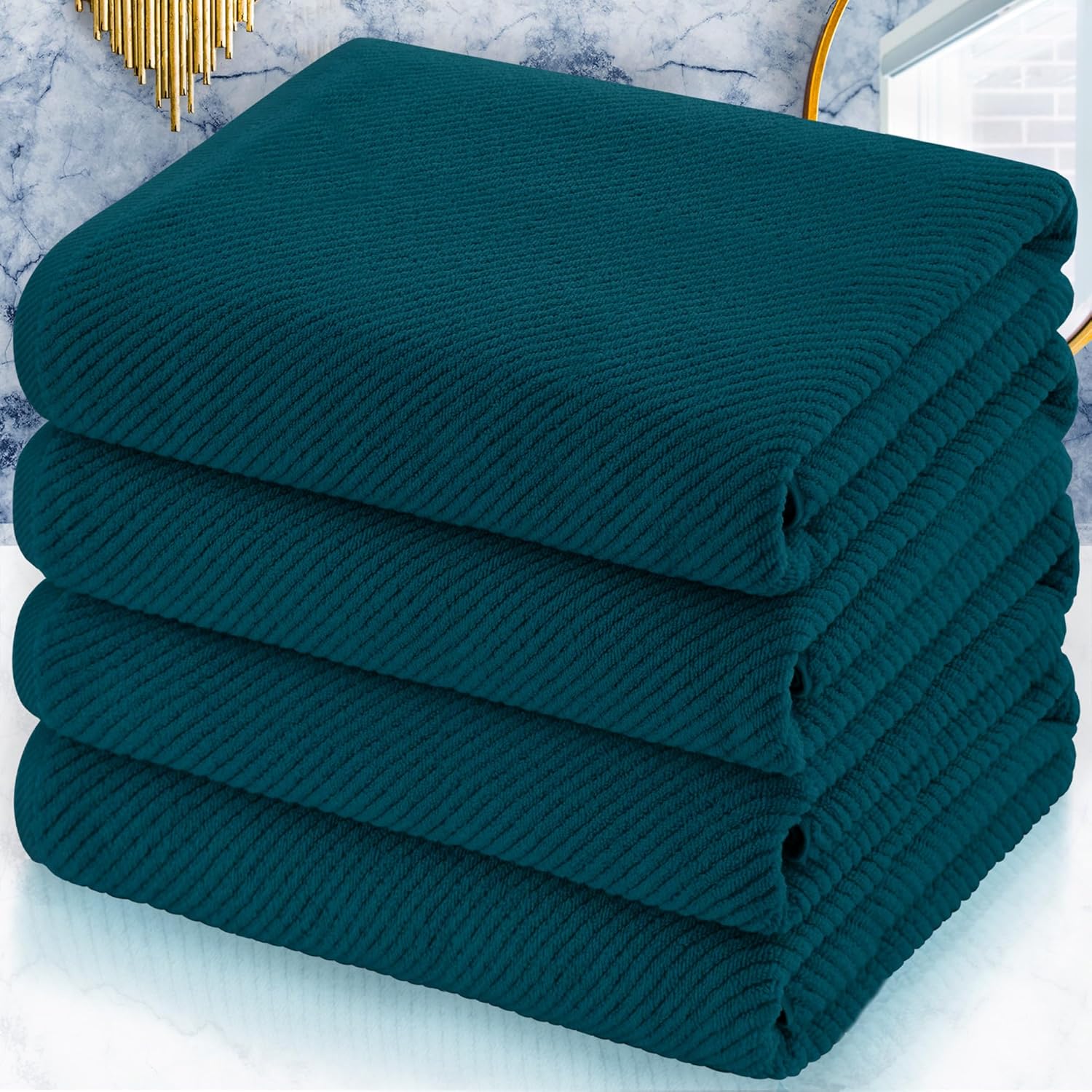 VOOVA & MOVAS Bath Towels Set of 4, Large 30" x 56" - 100% Cotton | Thick | Light Weight | Soft |