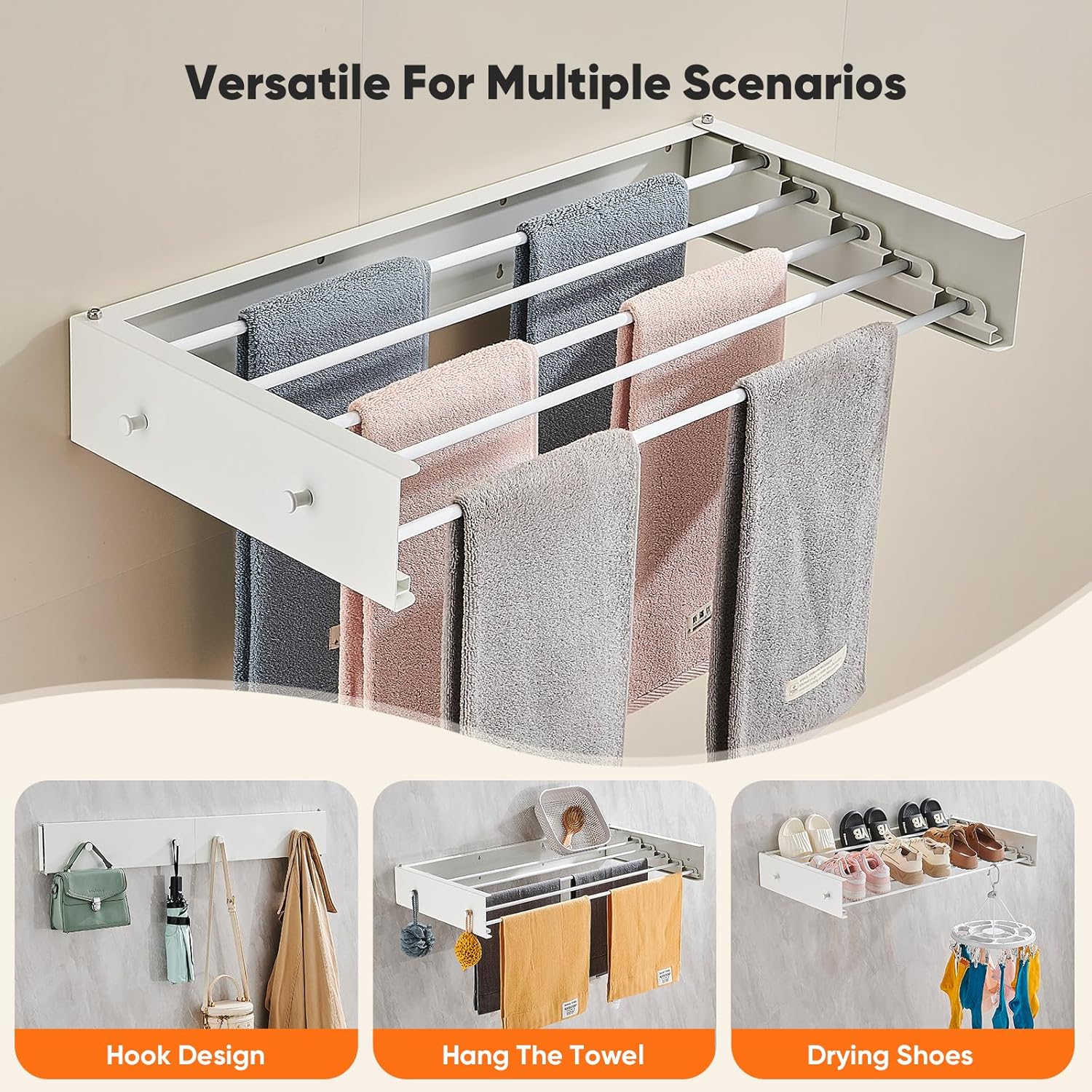 Clothes Drying Rack 31.5 inches Foldable Wall Mount Laundry Rack Folding Indoor Drying Rack