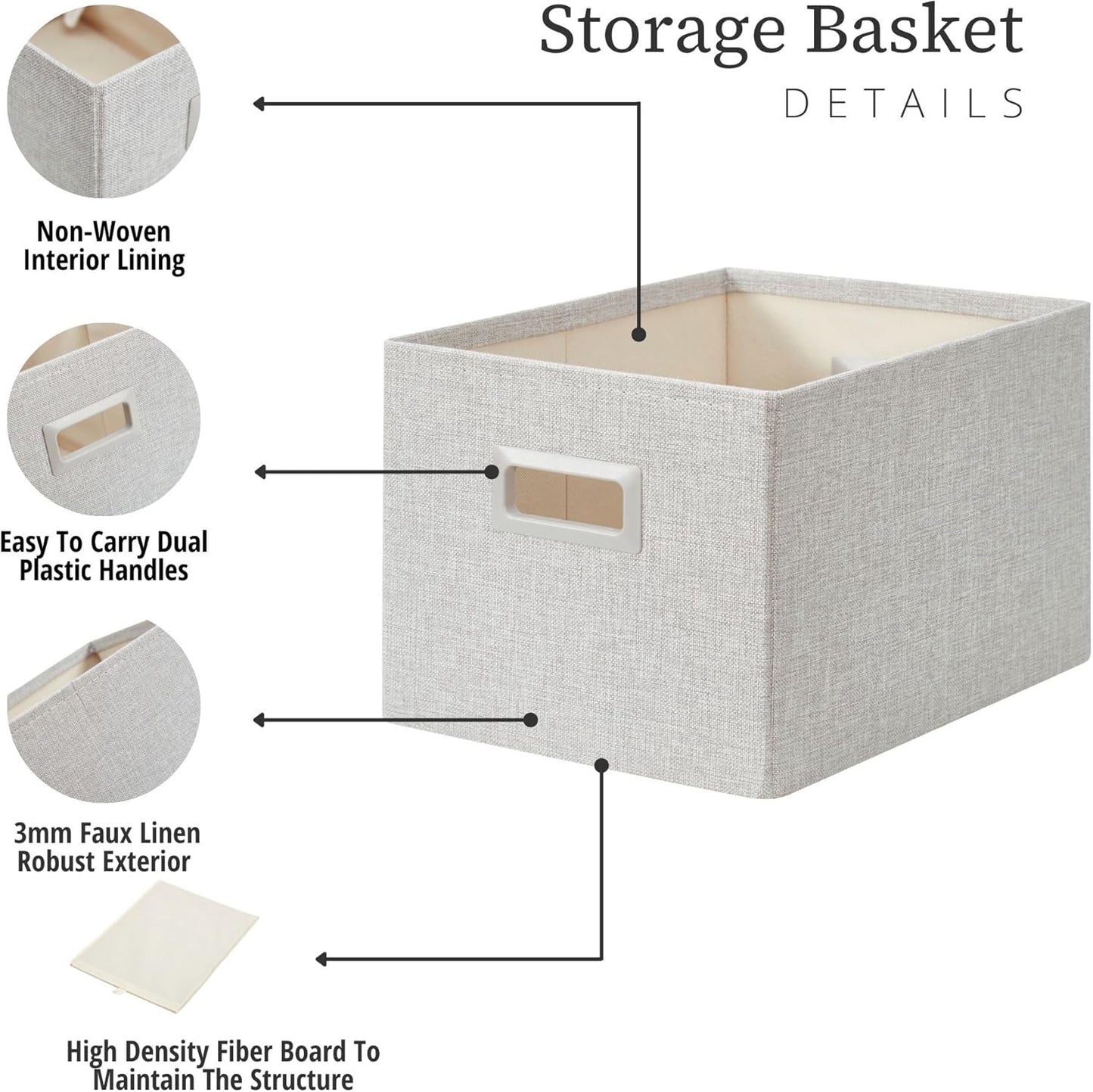 DECOMOMO Storage Bins for Shelves Robust Fabric Closet Bins for Shelves Toy Storage Clothes Books