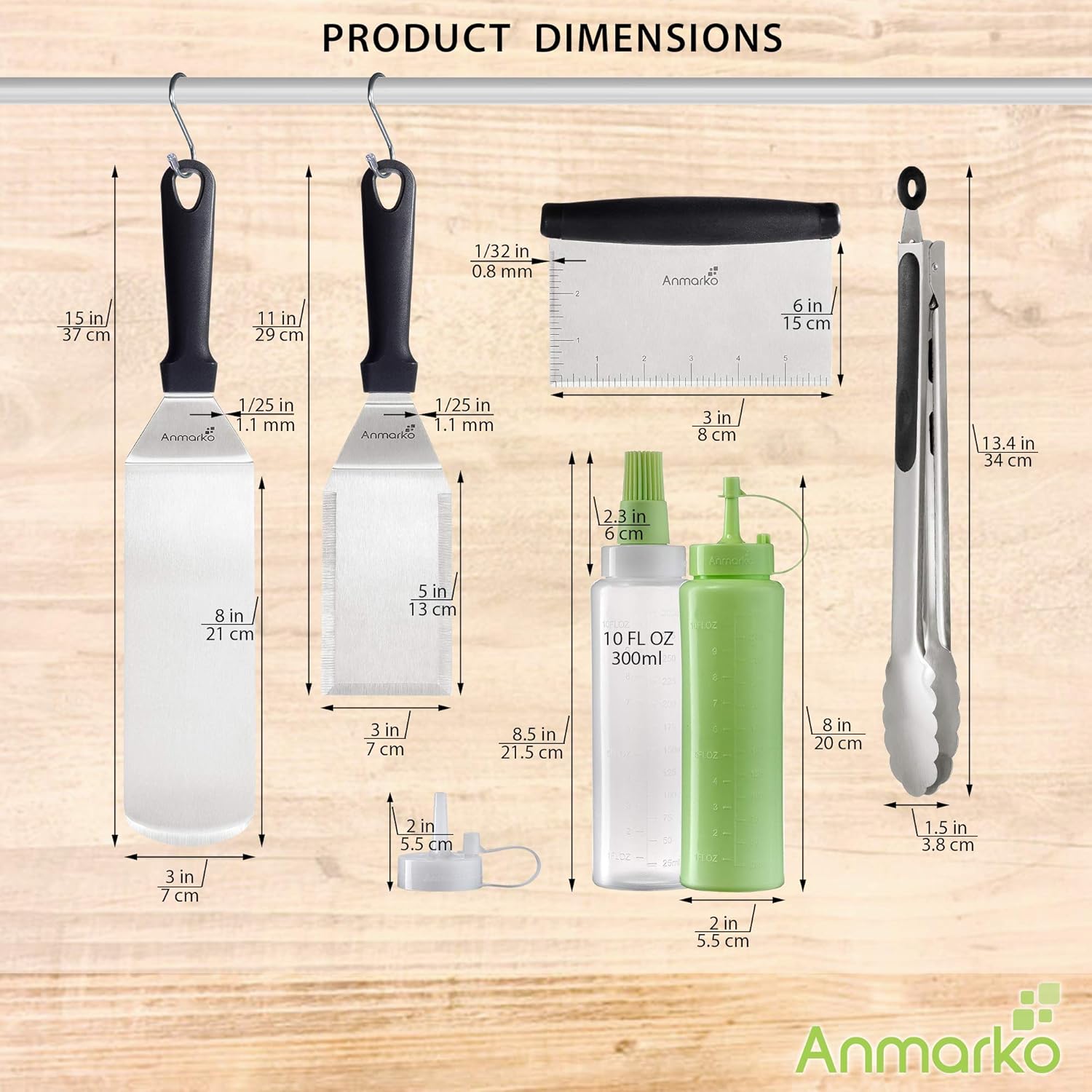 Metal Spatula Set Stainless Steel and Scraper - Professional Chef Griddle Spatulas Set of 6 - Heavy