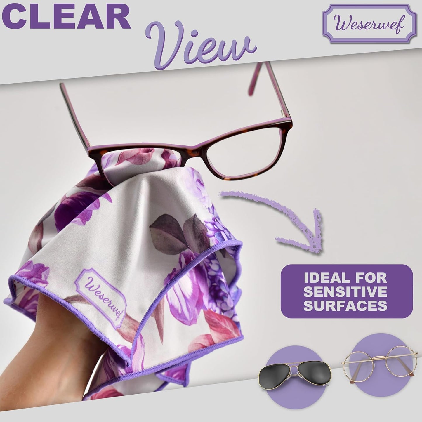 WESERWEF Design Microfiber Glasses Cleaning Cloth – Premium Cleaning Cloth for Eyeglasses, Screens